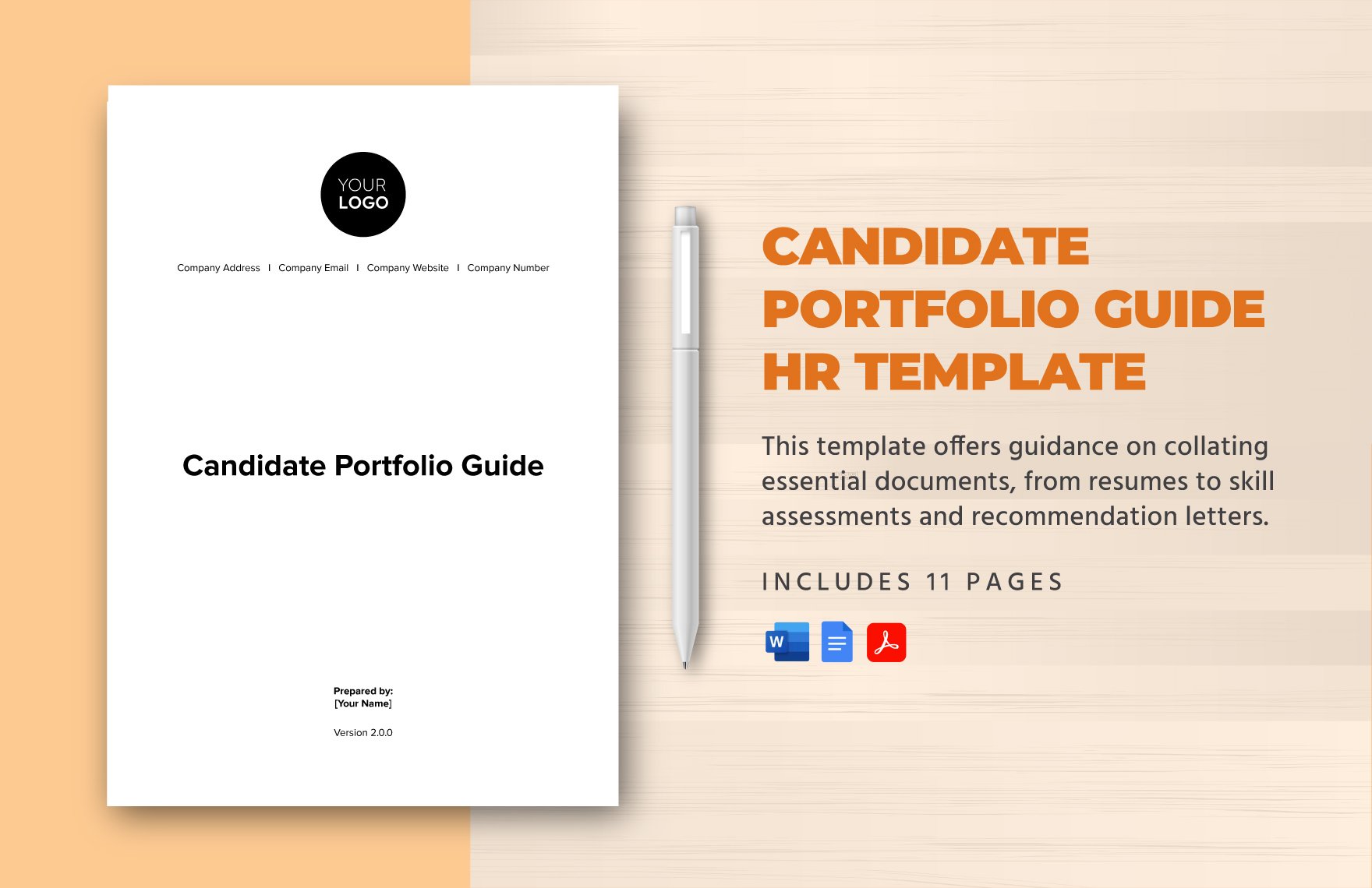 Candidate Portfolio Guide HR Template in Word, Google Docs, PDF