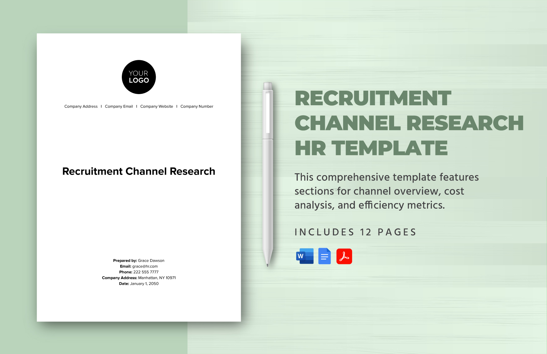 Recruitment Channel Research HR Template in Word, Google Docs, PDF