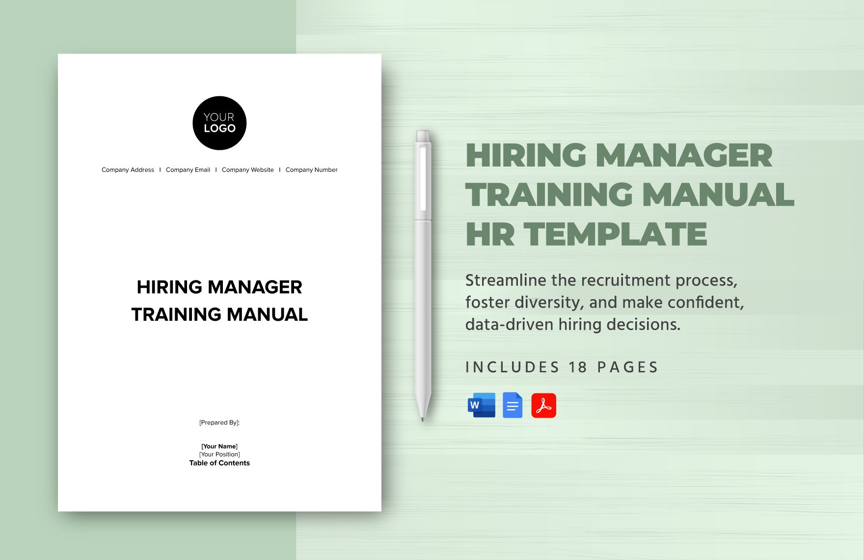 Hiring Manager Training Manual HR Template in Word, Google Docs, PDF