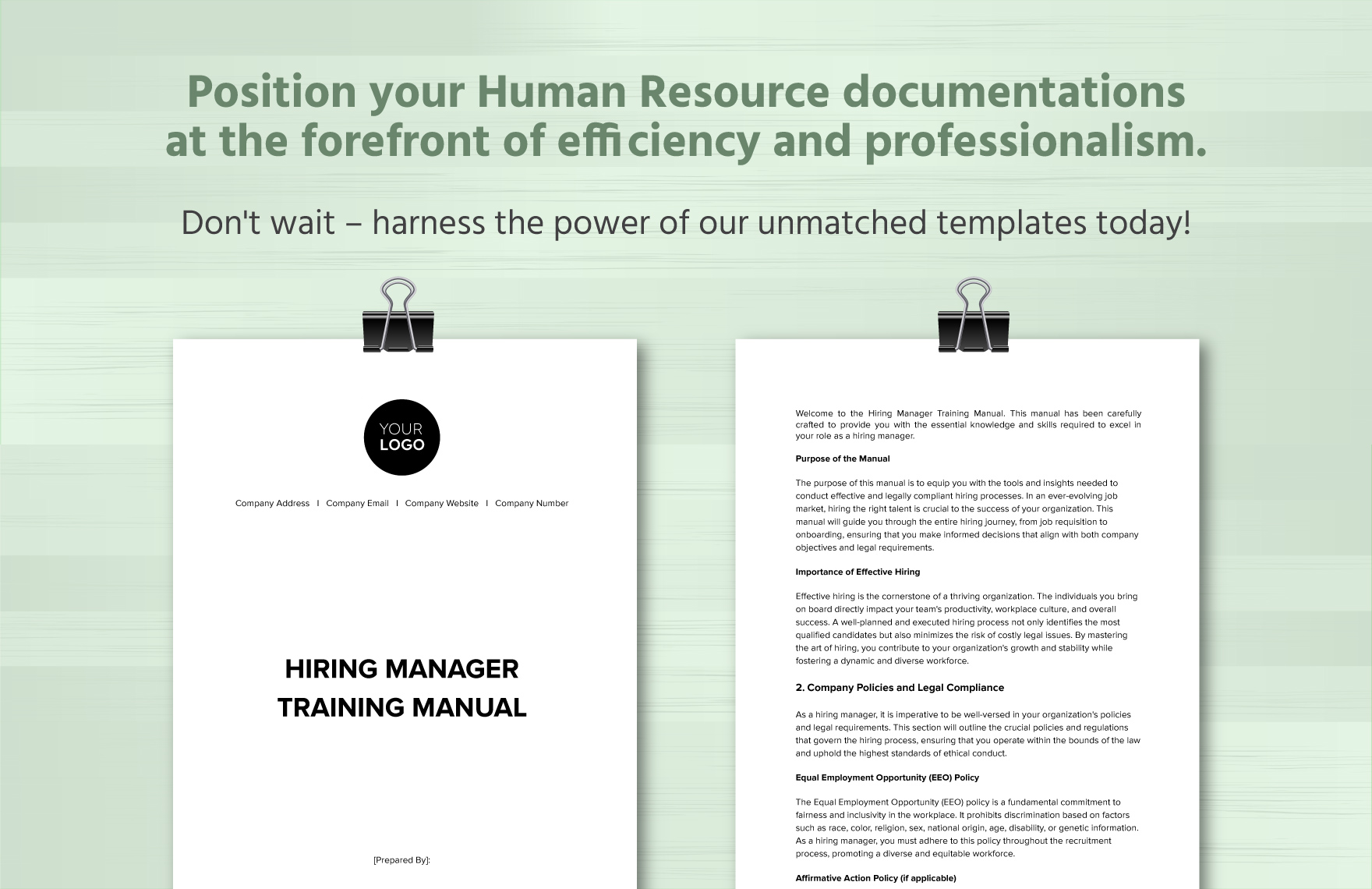 Hiring Manager Training Manual HR Template