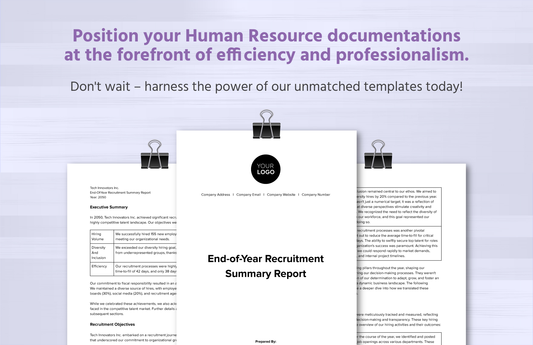 End-of-Year Recruitment Summary Report HR Template