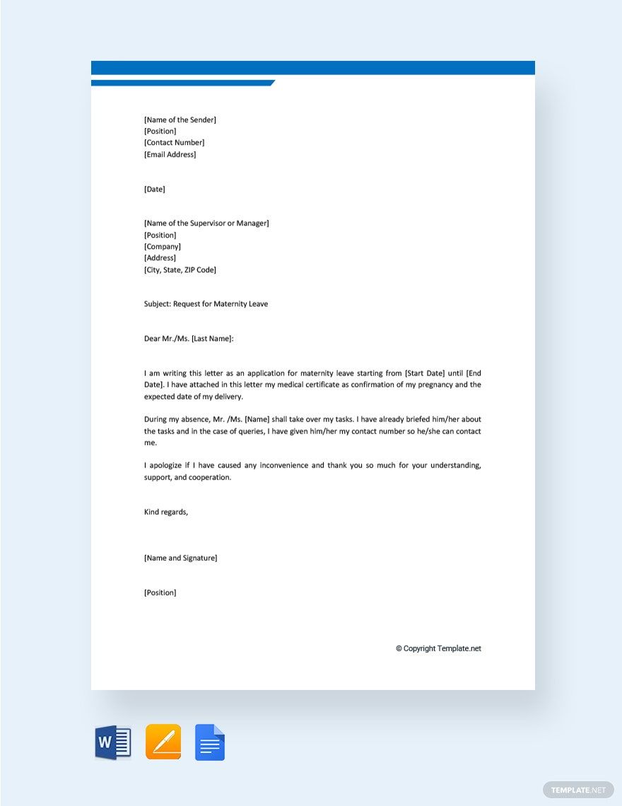 Maternity Leave Request Letter