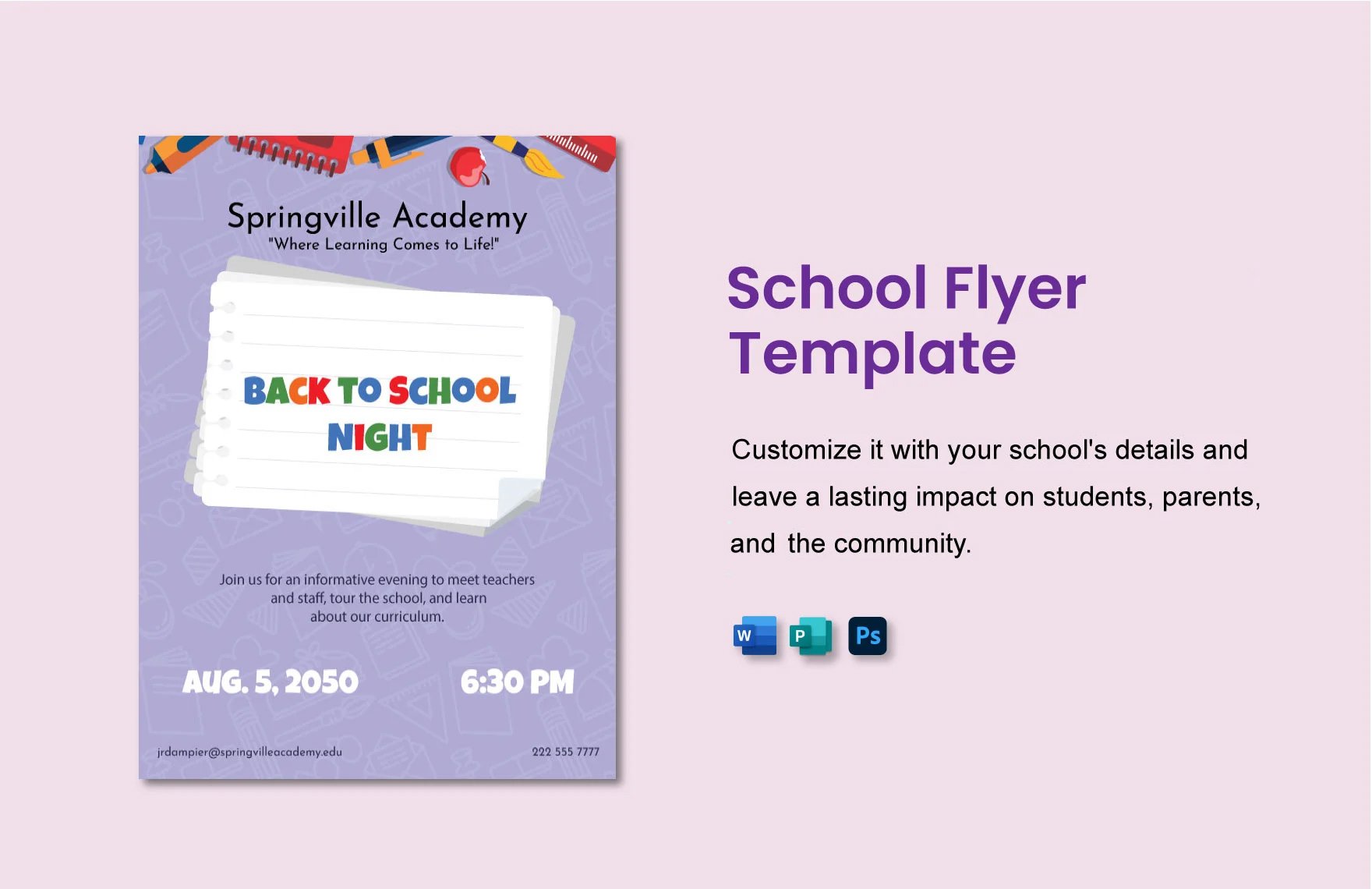 Free School Flyer Template in Word, PSD, Publisher
