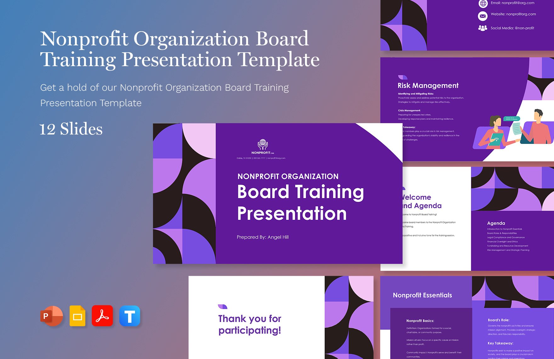 Nonprofit Organization Board Training Presentation Template