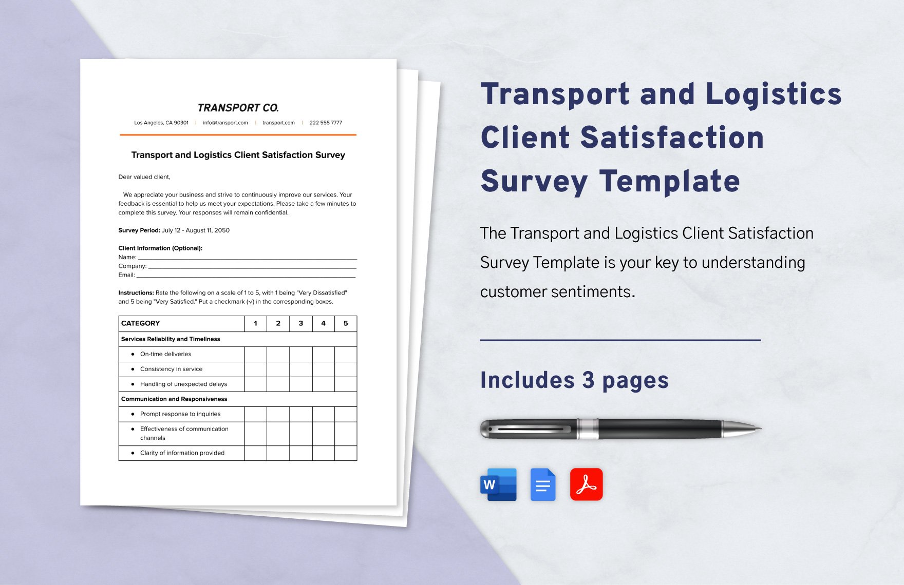 Transport and Logistics Client Satisfaction Survey Template