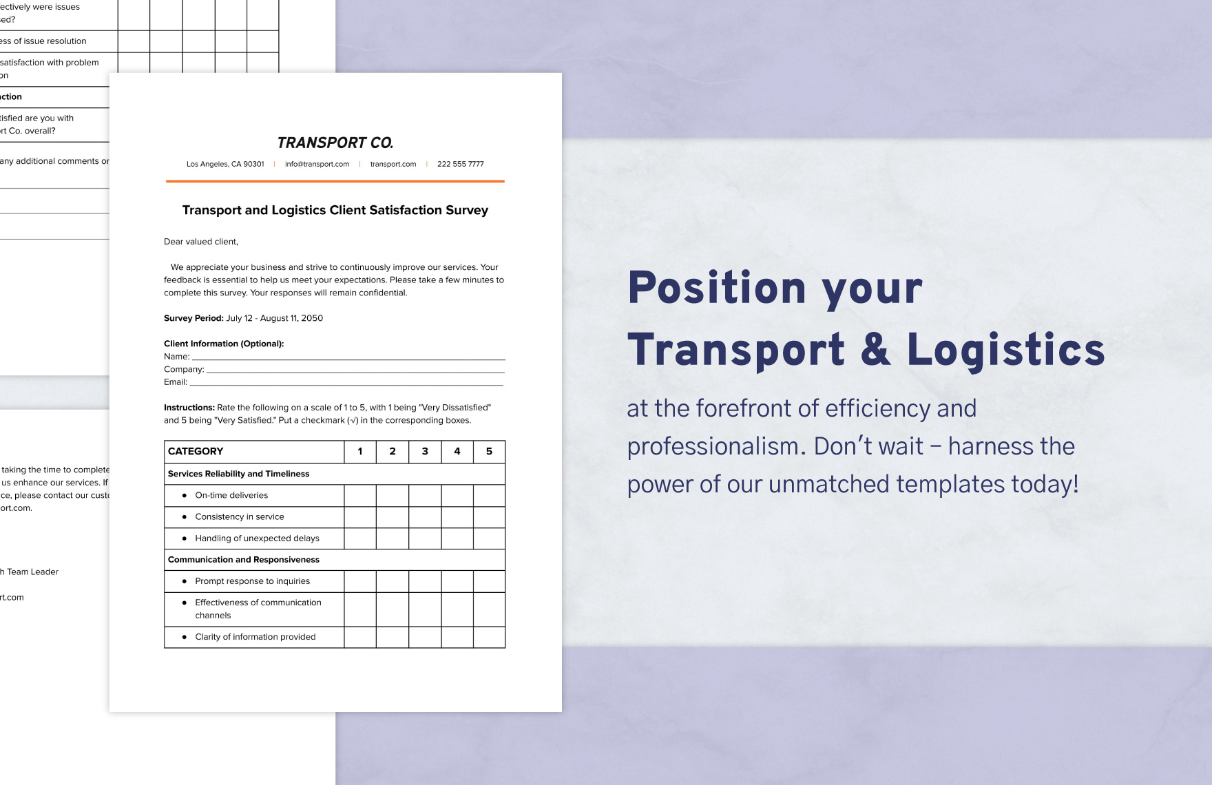 Transport and Logistics Client Satisfaction Survey Template