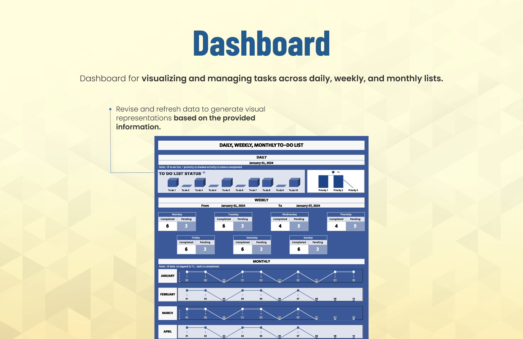 Daily, Weekly, Monthly To Do List Template