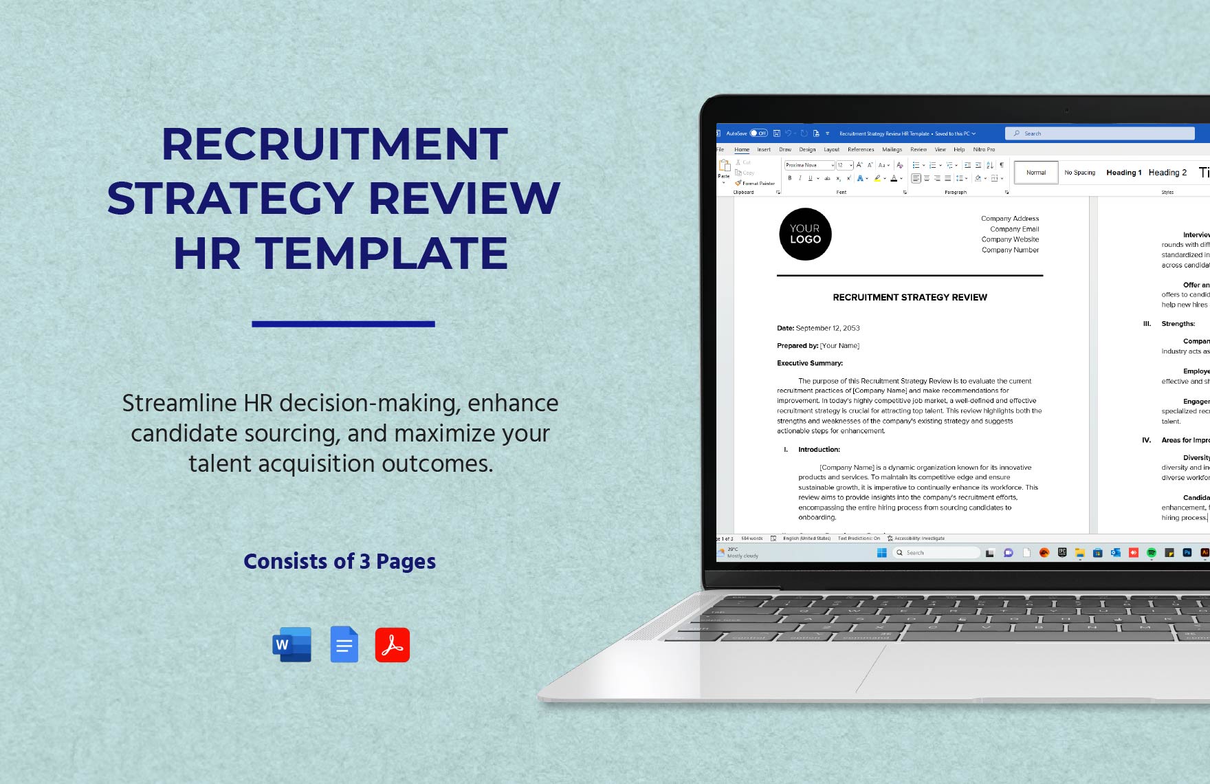 Recruitment Strategy Review HR Template in Word, Google Docs, PDF