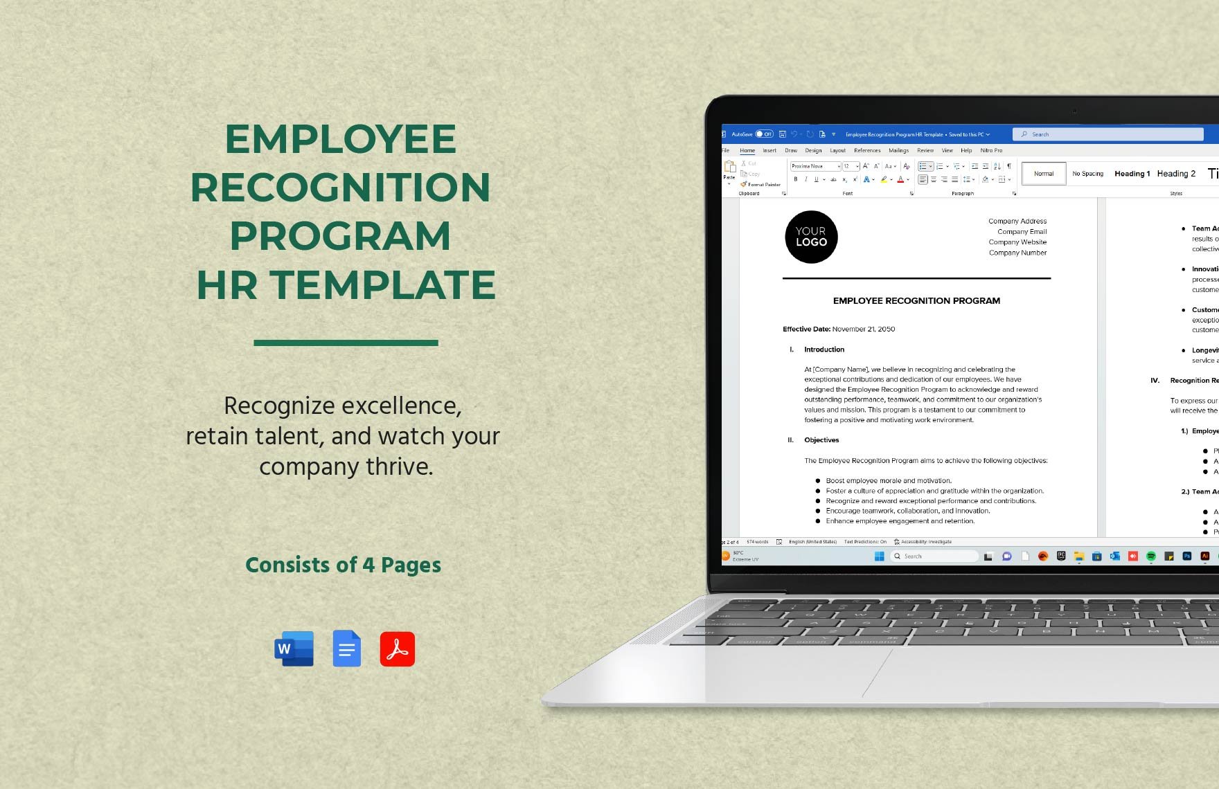 Employee Recognition Program HR Template in Word, Google Docs, PDF