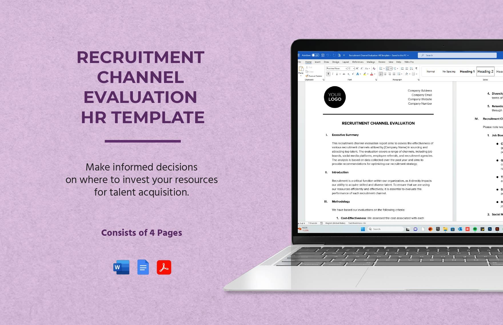 Recruitment Channel Evaluation HR Template in Word, Google Docs, PDF