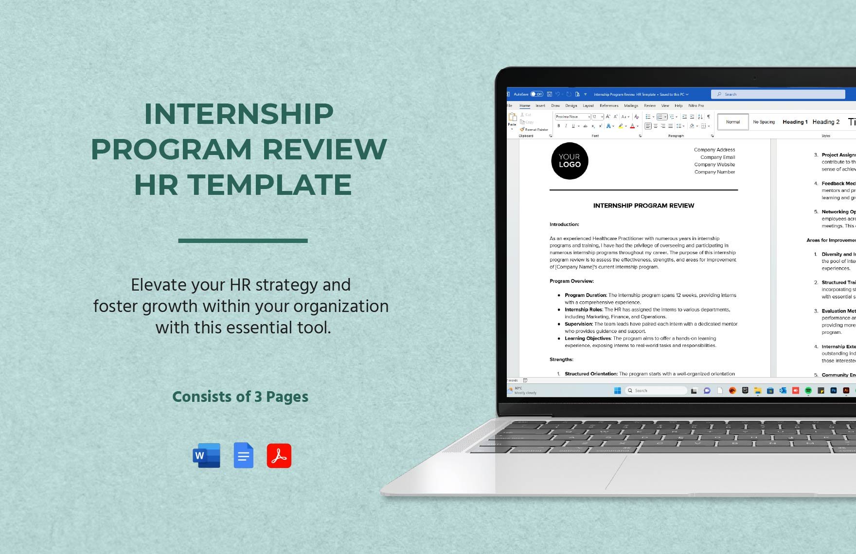 Internship Program Review HR Template  in Word, Google Docs, PDF