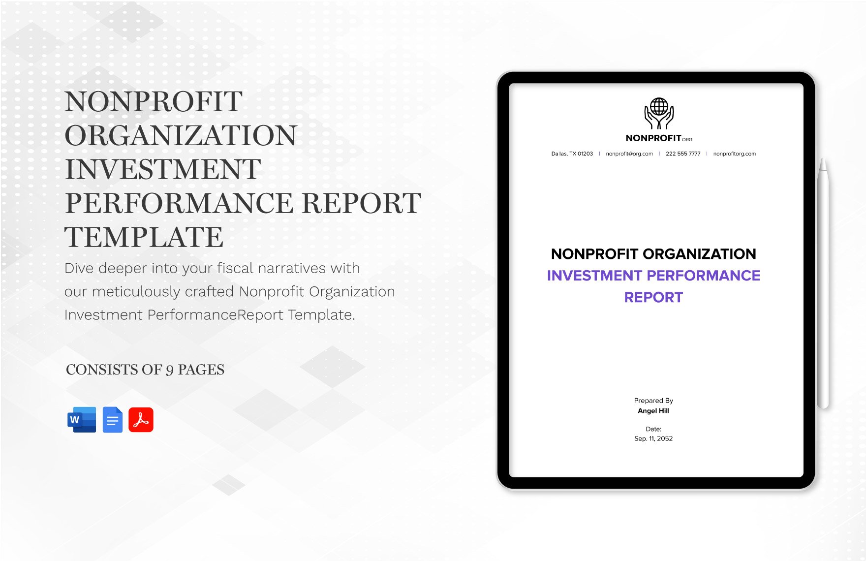 Nonprofit Organization Investment Performance Report Template