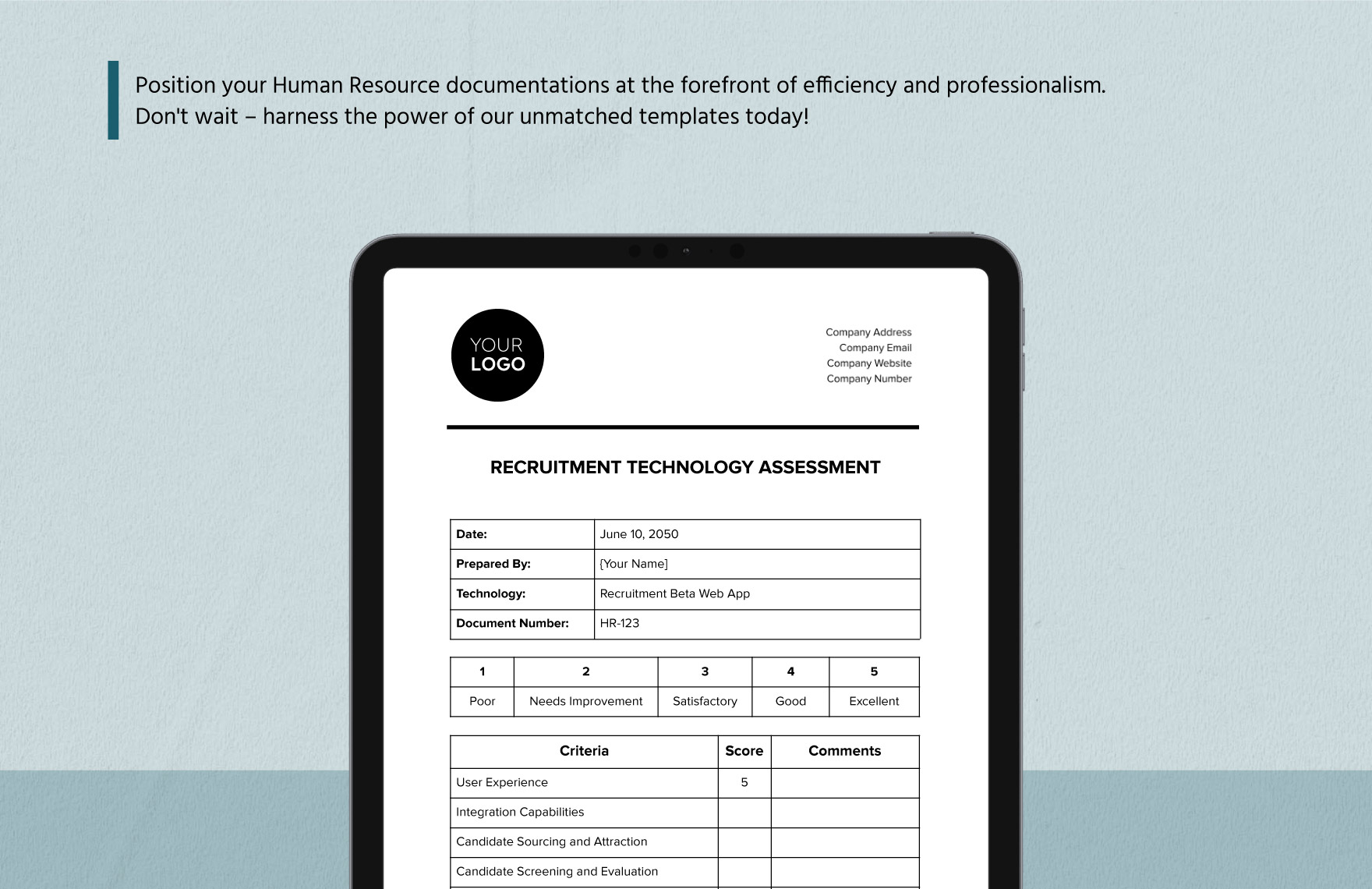 Recruitment Technology Assessment HR Template