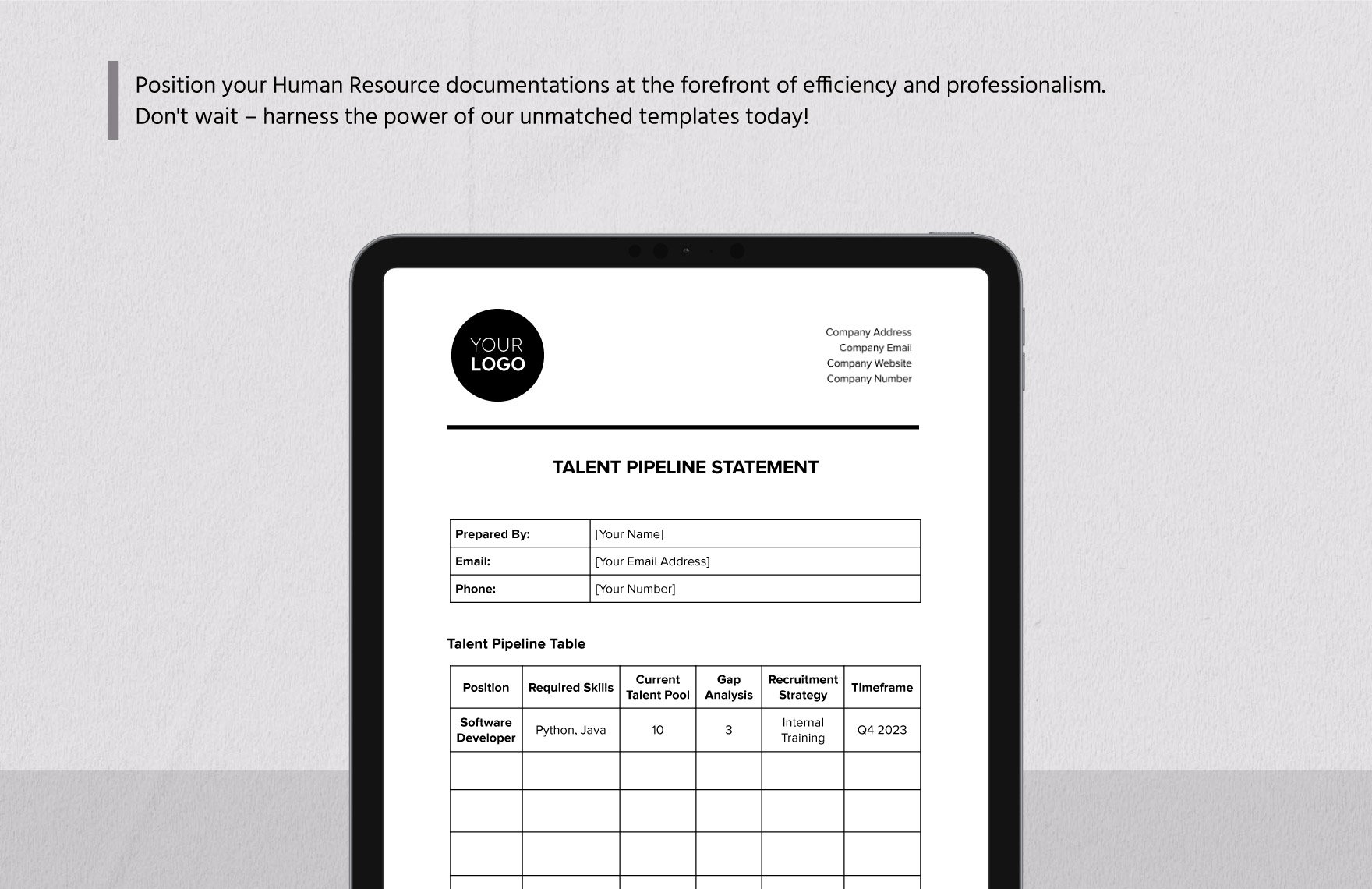 Talent Pipeline Statement HR Template