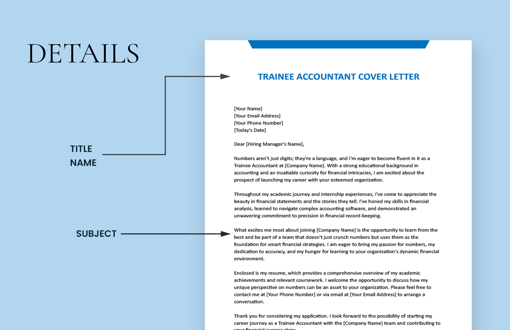 Trainee Accountant Cover Letter