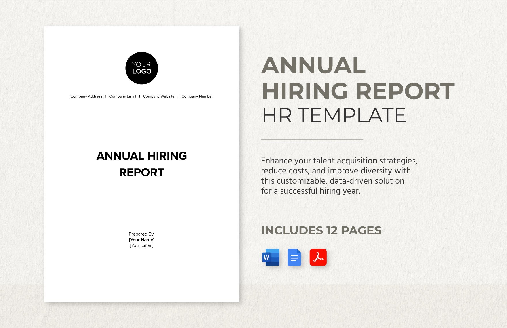Annual Hiring Report HR Template in Word, Google Docs, PDF