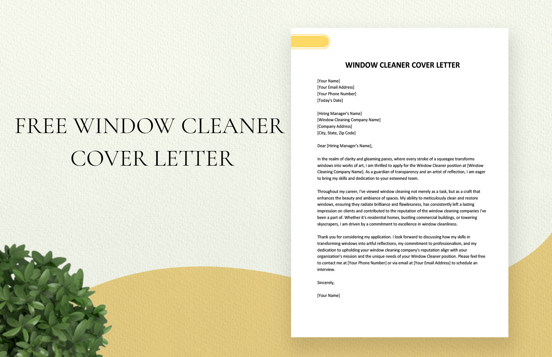Window Cleaner Cover Letter