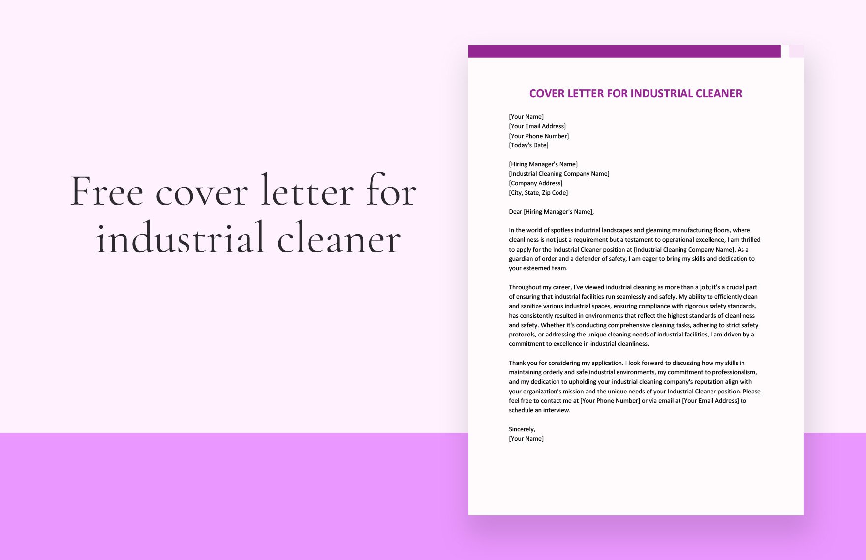 Cover Letter For Industrial Cleaner