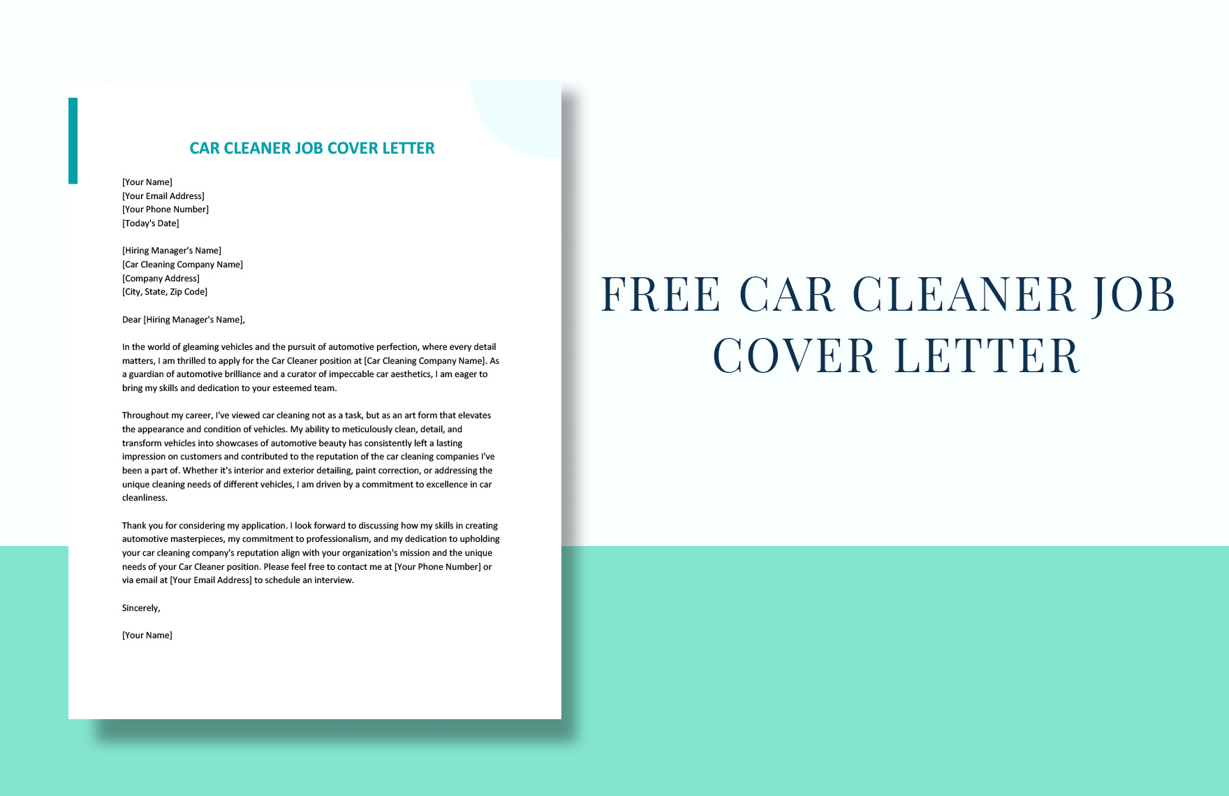 Free Car Cleaner Job Cover Letter Download In Word Google Docs 