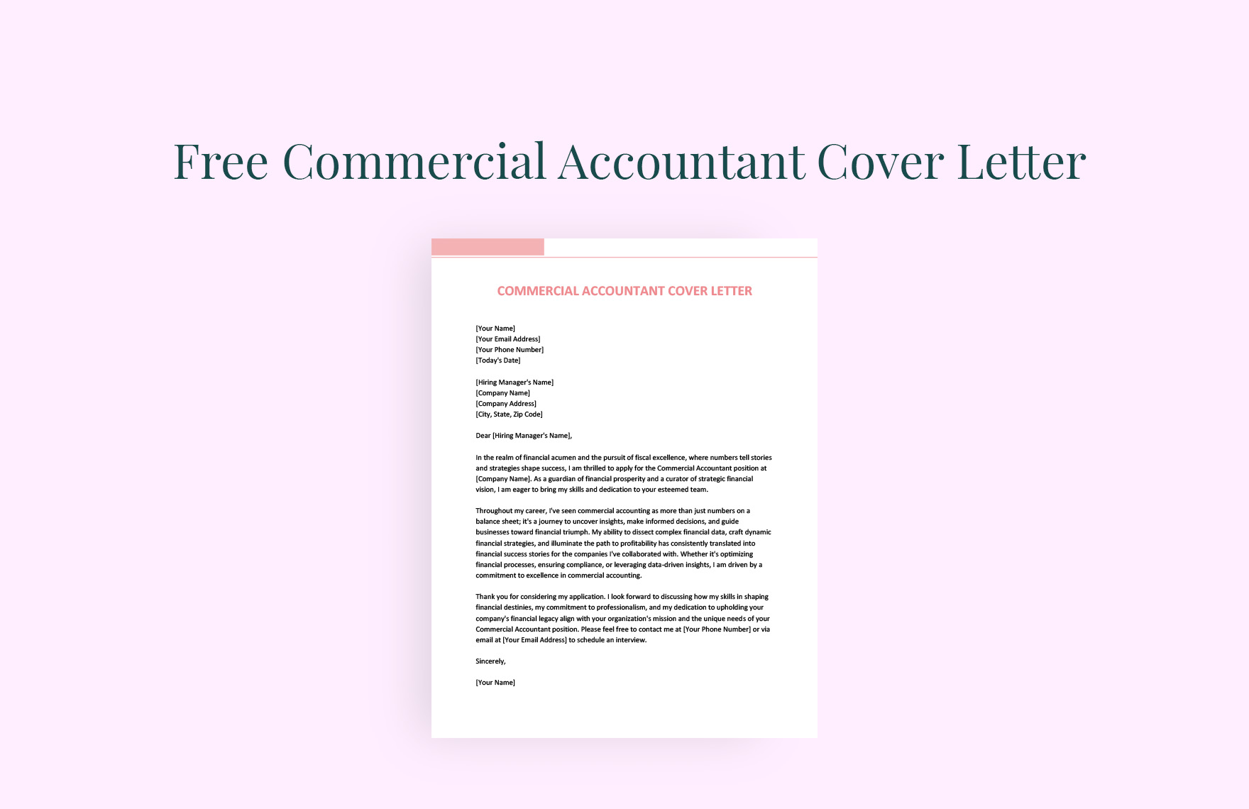 Commercial Accountant Cover Letter in Word, Google Docs
