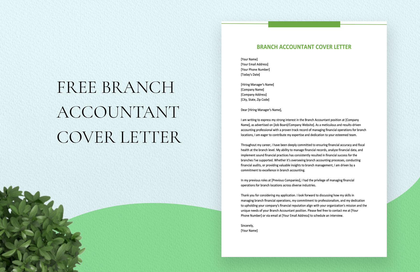 Branch Accountant Cover Letter in Word, Google Docs