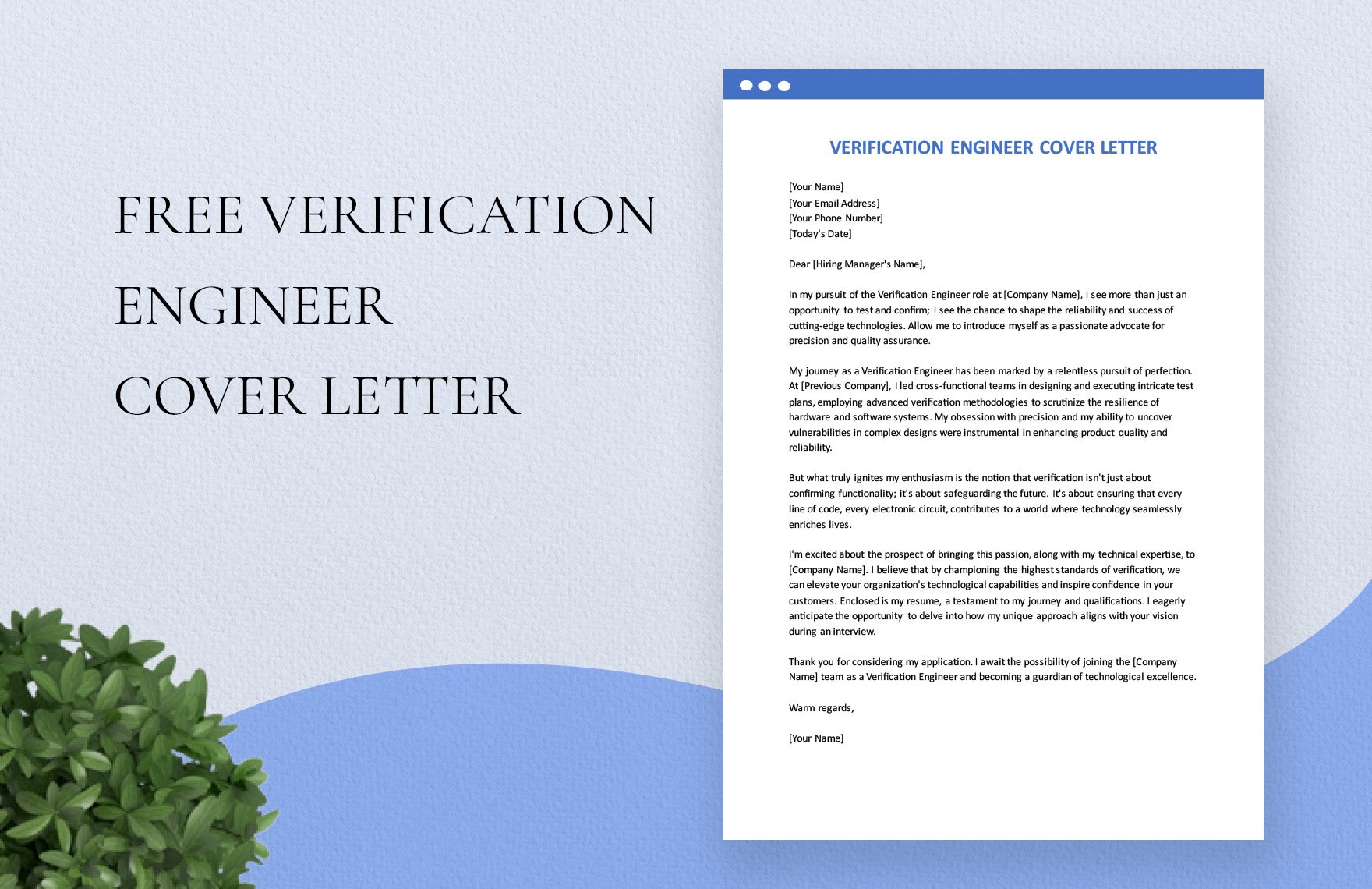 Verification Engineer Cover Letter