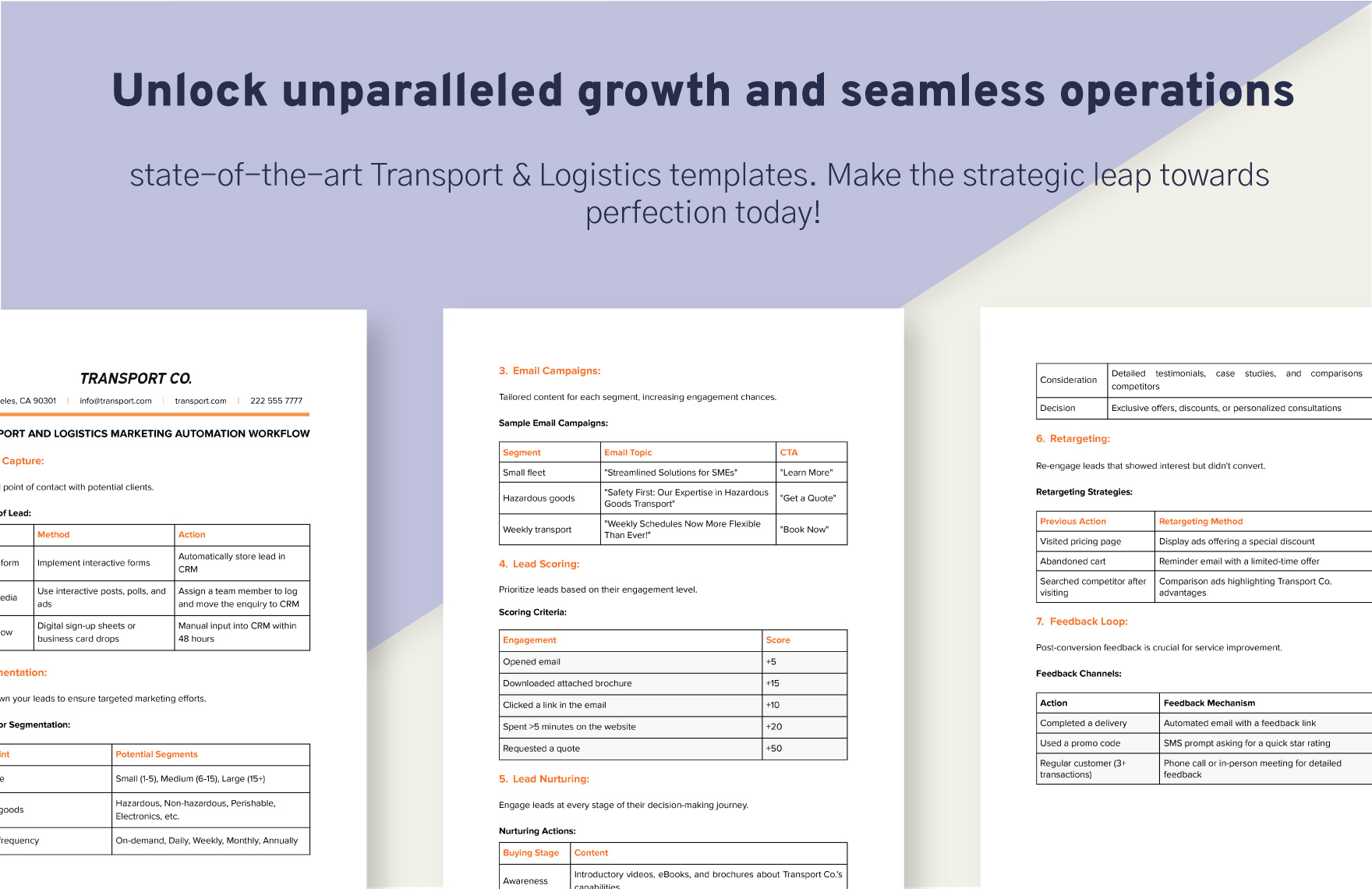 Transport and Logistics Marketing Automation Workflow Template