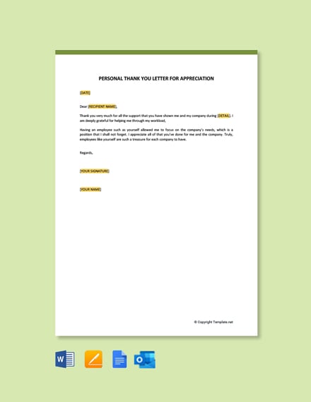 Appreciation Thank You Letter Template Google Docs Word Template Net