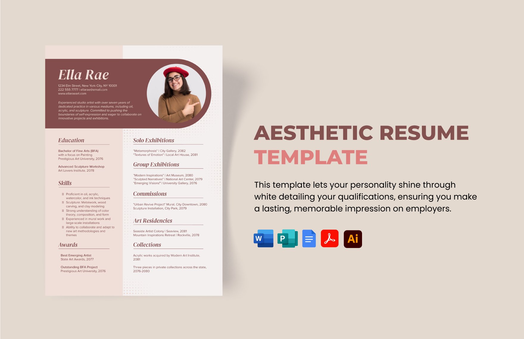 Free Aesthetic Resume Template in Word, Google Docs, PDF, Illustrator, Apple Pages, Publisher
