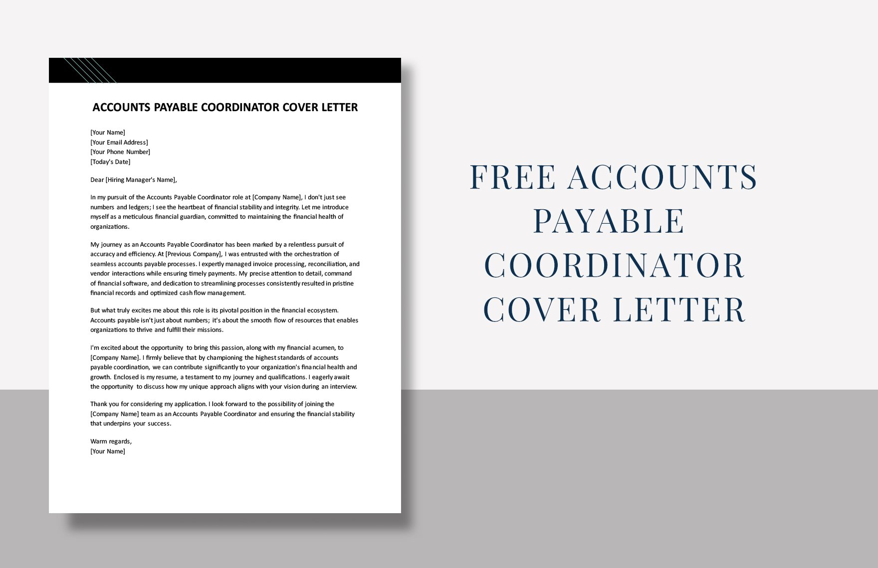 Accounts Payable Coordinator Cover Letter in Word, Google Docs, PDF