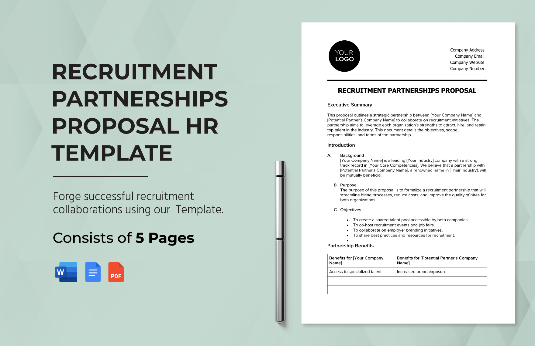 Recruitment Partnerships Proposal HR Template