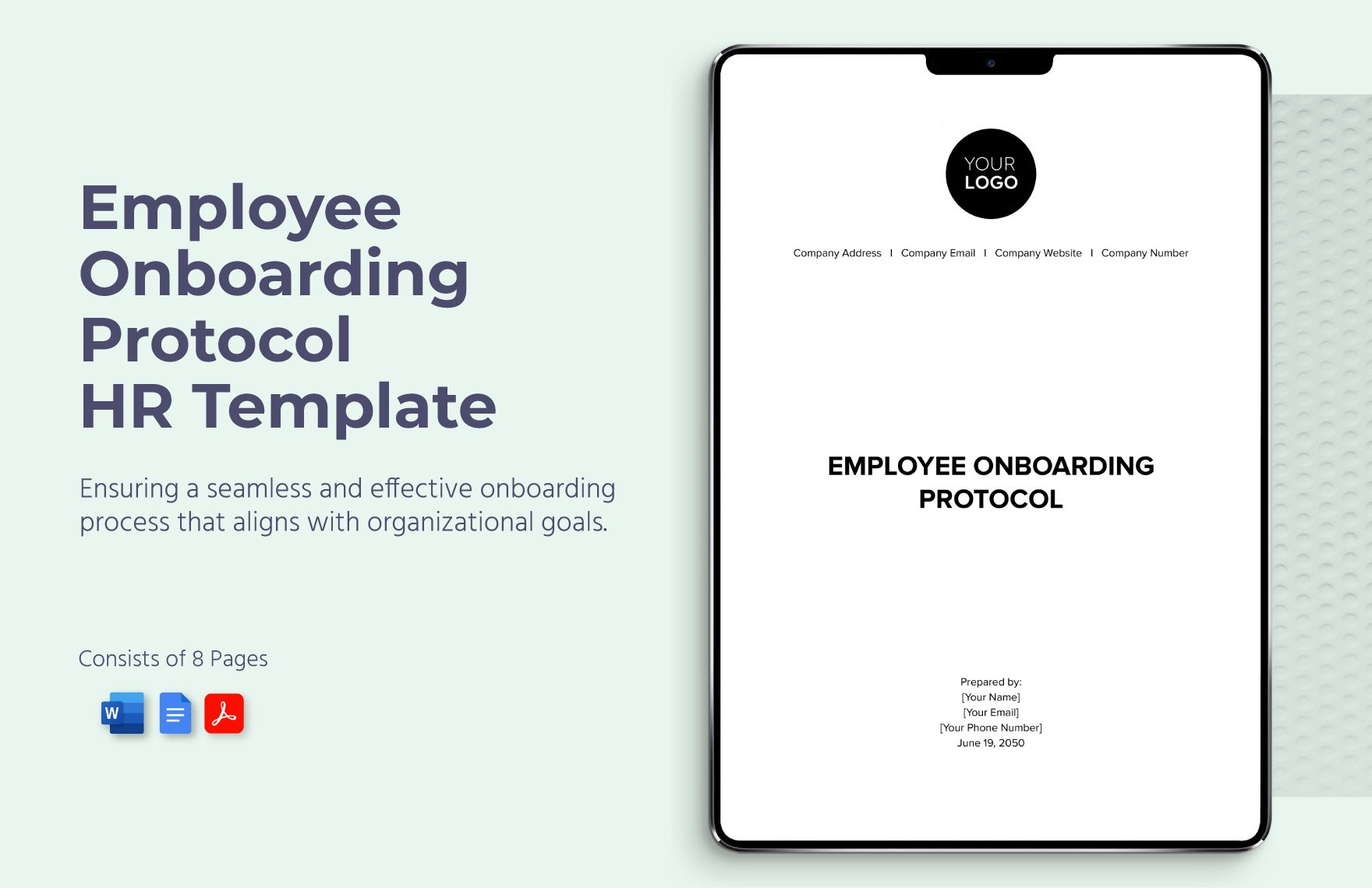 Employee Onboarding Protocol HR Template in Word, Google Docs, PDF