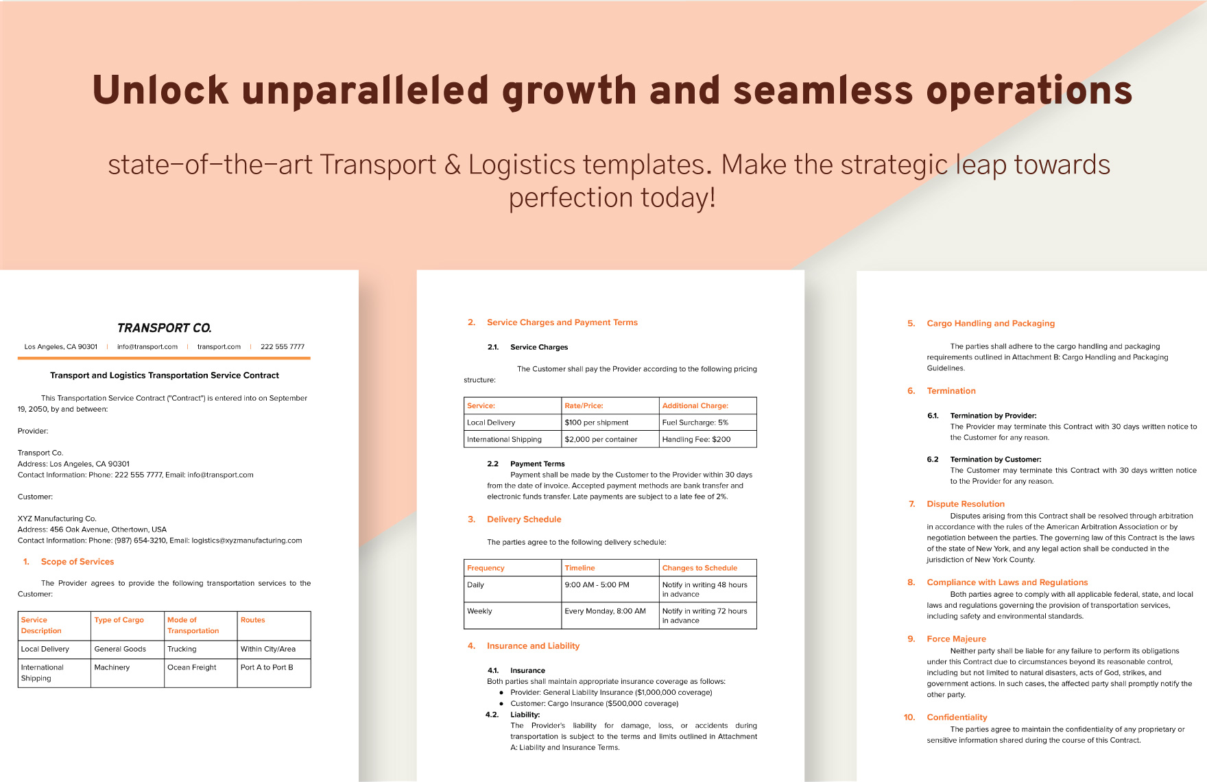 Transport and Logistics Transportation Service Contract Template