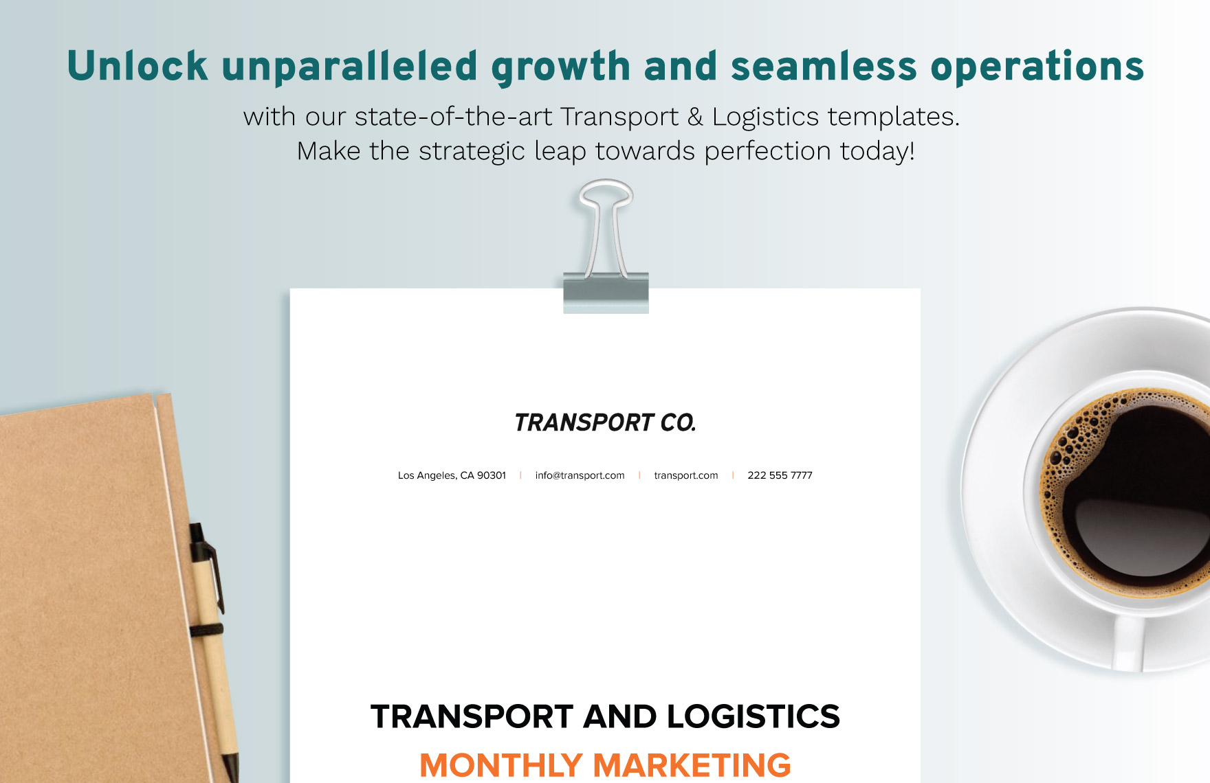 Transport and Logistics Monthly Marketing Performance Report Template