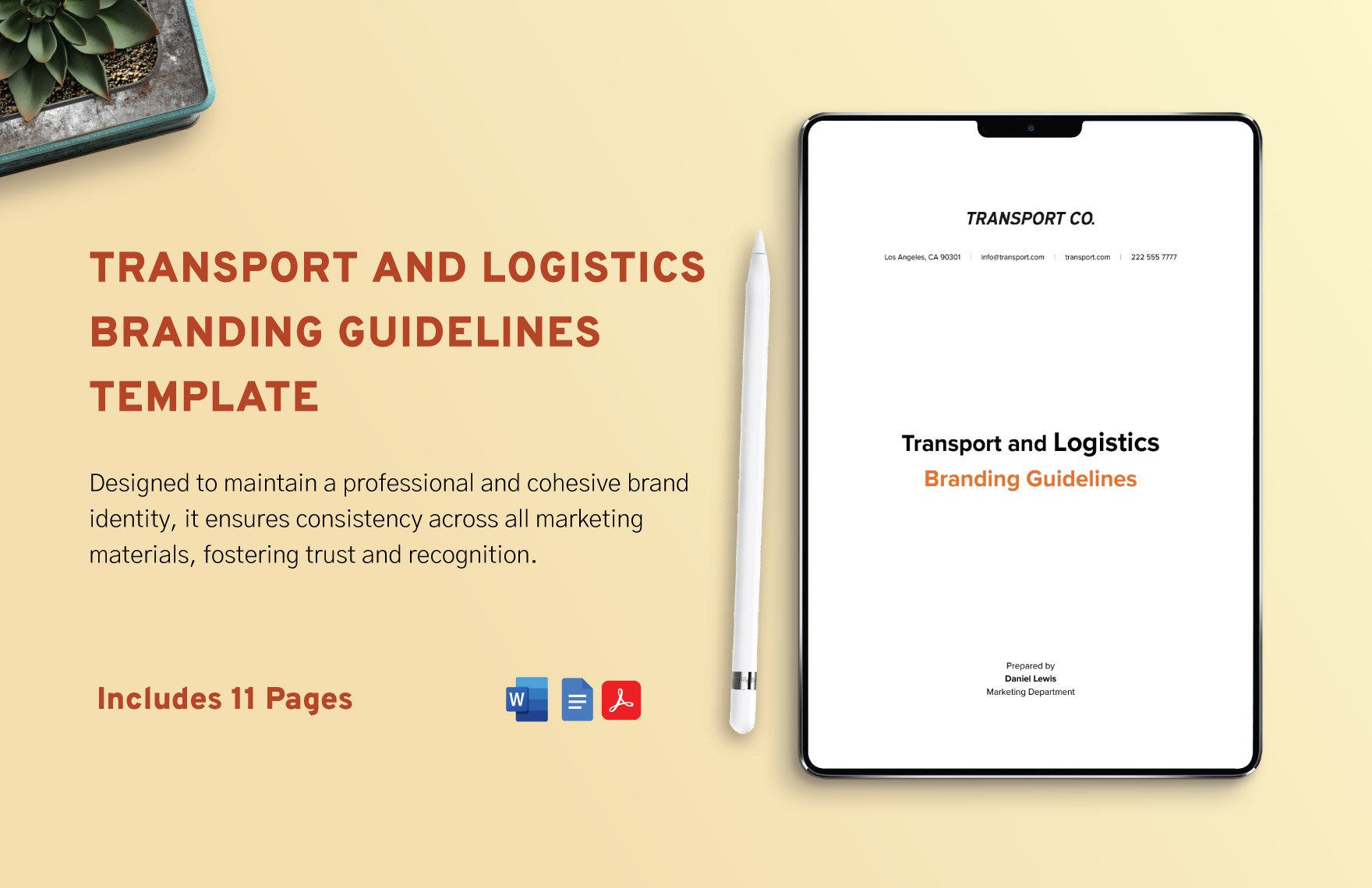Transport and Logistics Branding Guidelines Template in Word, Google Docs, PDF