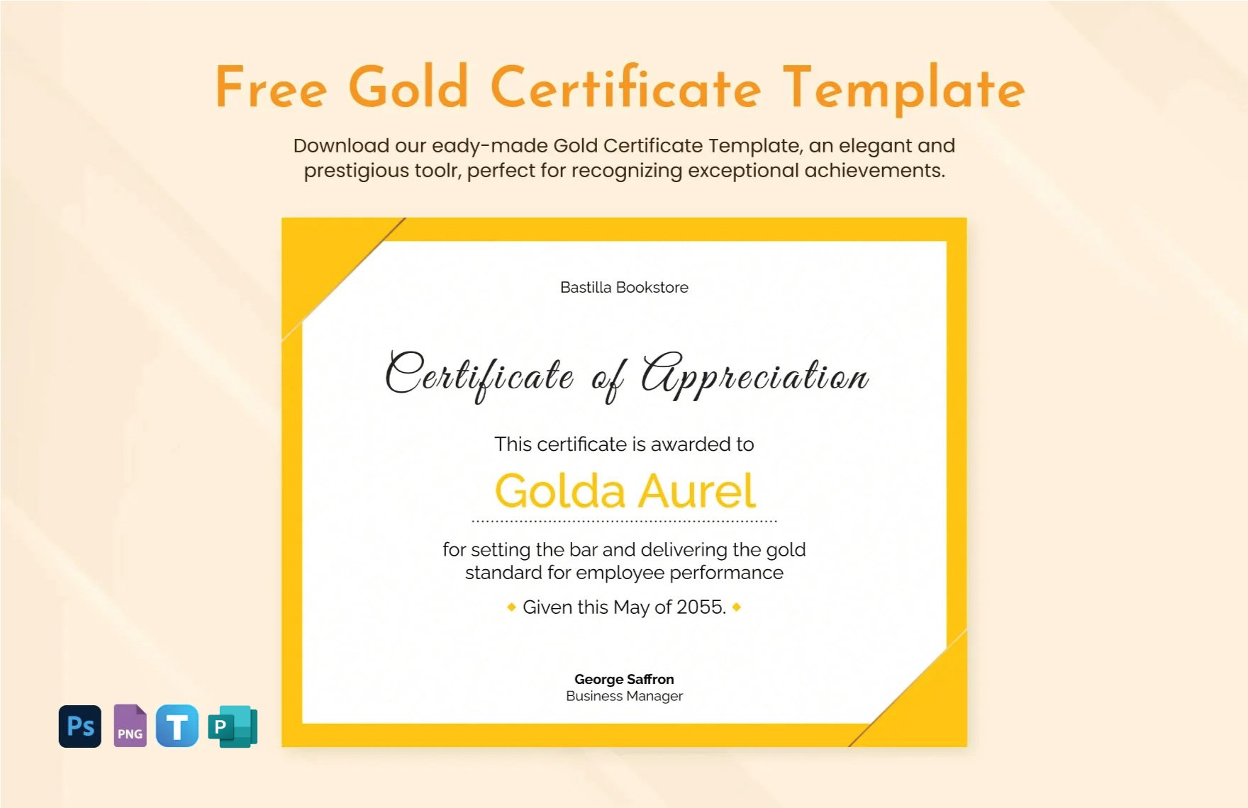Gold Certificate Template