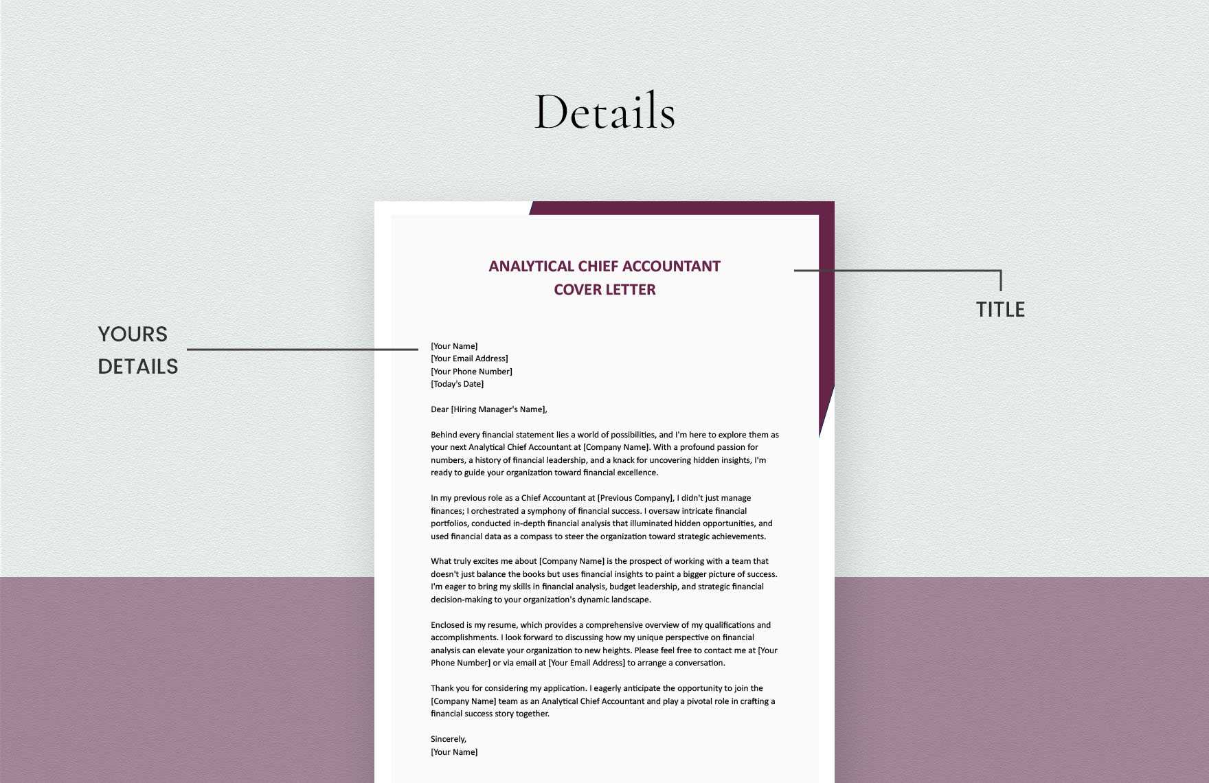 Analytical Chief Accountant Cover Letter