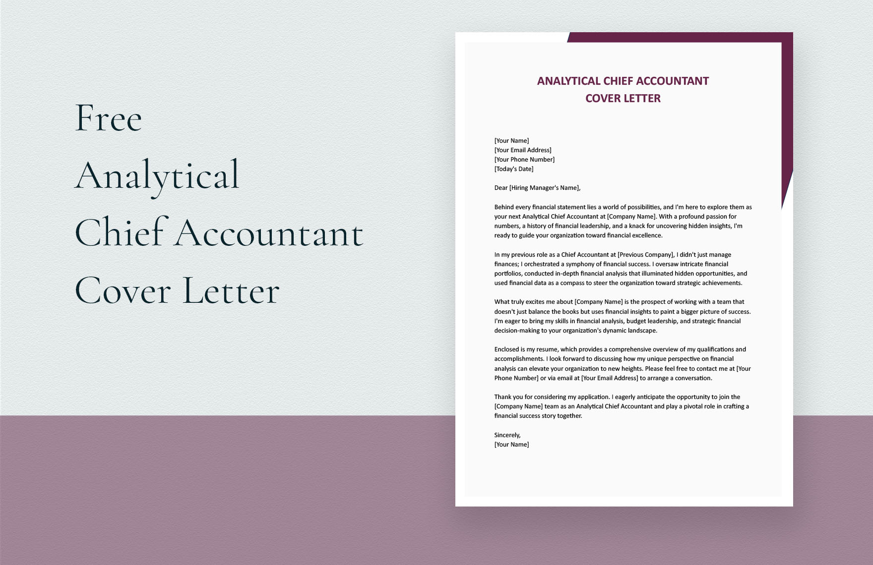 Analytical Chief Accountant Cover Letter