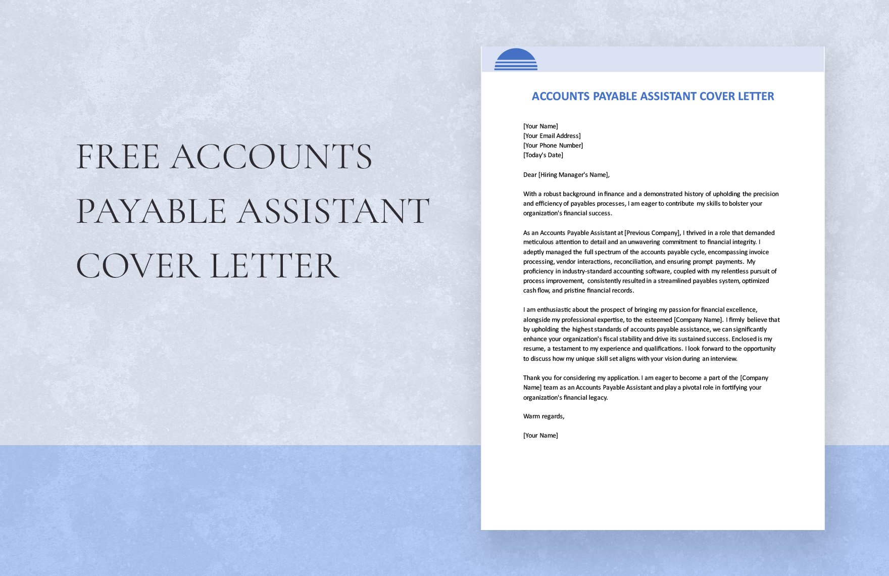 Accounts Payable Assistant Cover Letter in Word, Google Docs, PDF