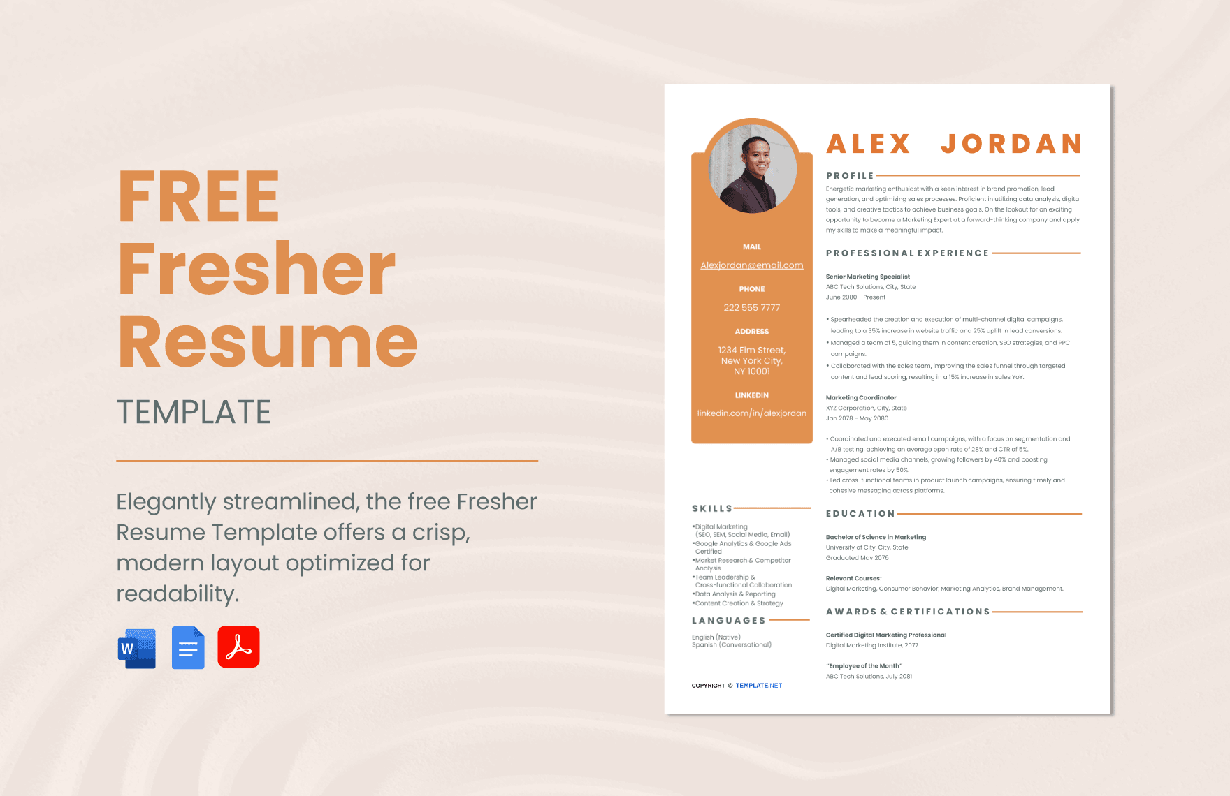 Free Fresher Resume Template