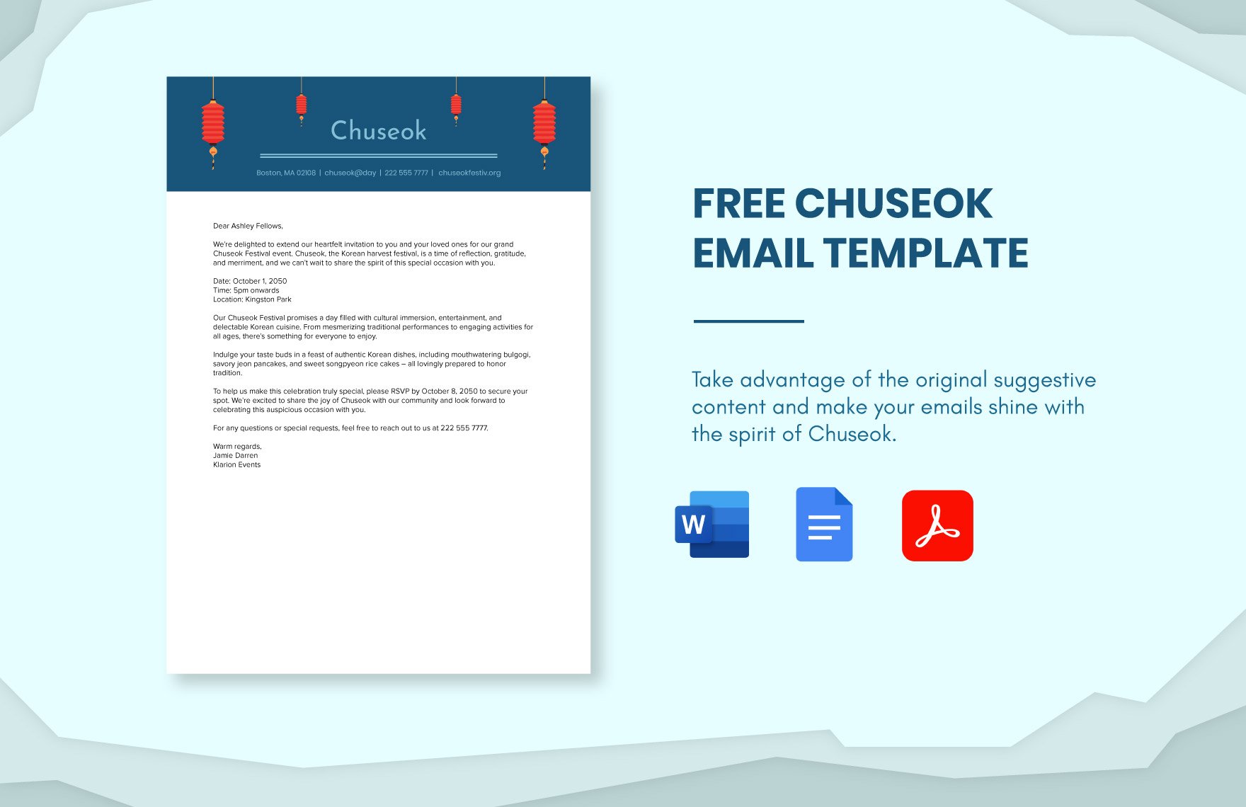 Chuseok Email Template in Word, PDF