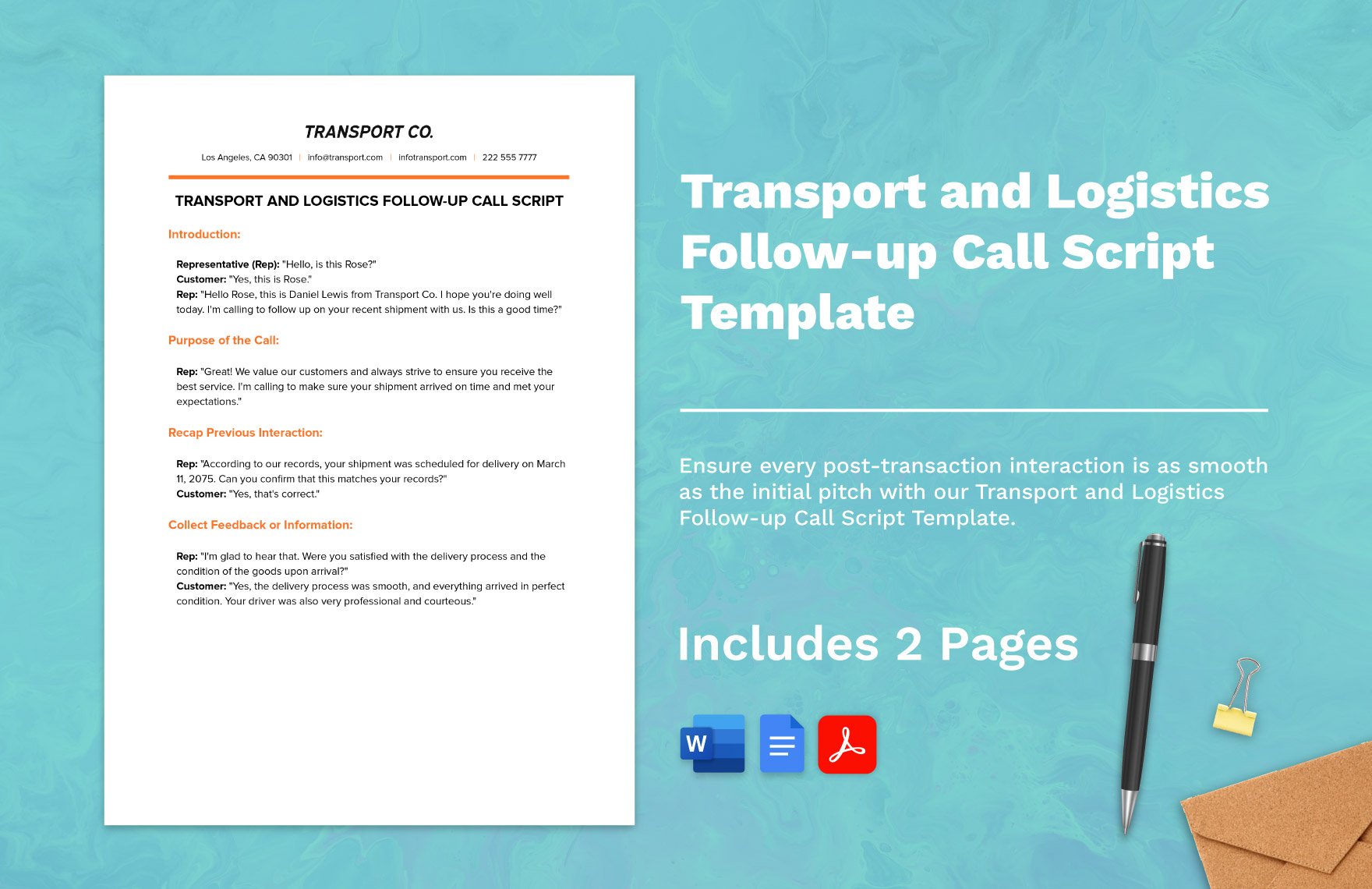 Transport and Logistics Follow-up Call Script Template