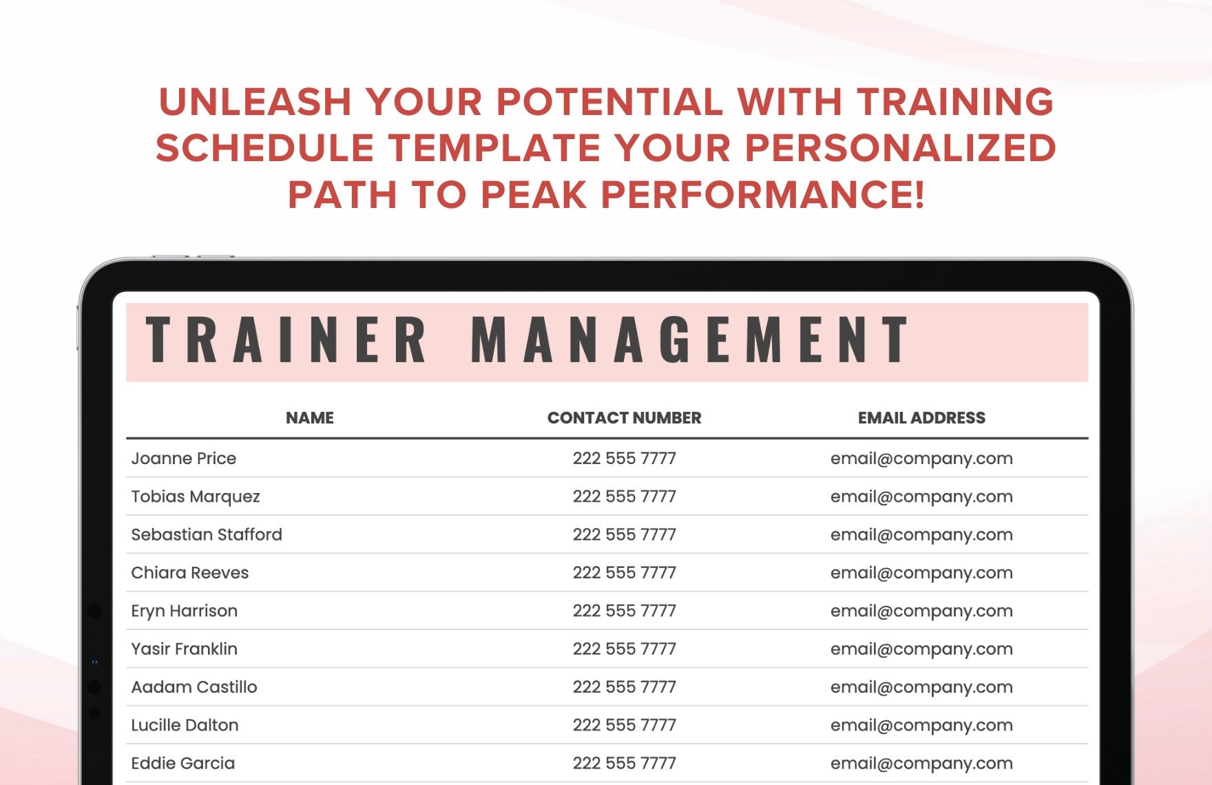 Training Schedule Template