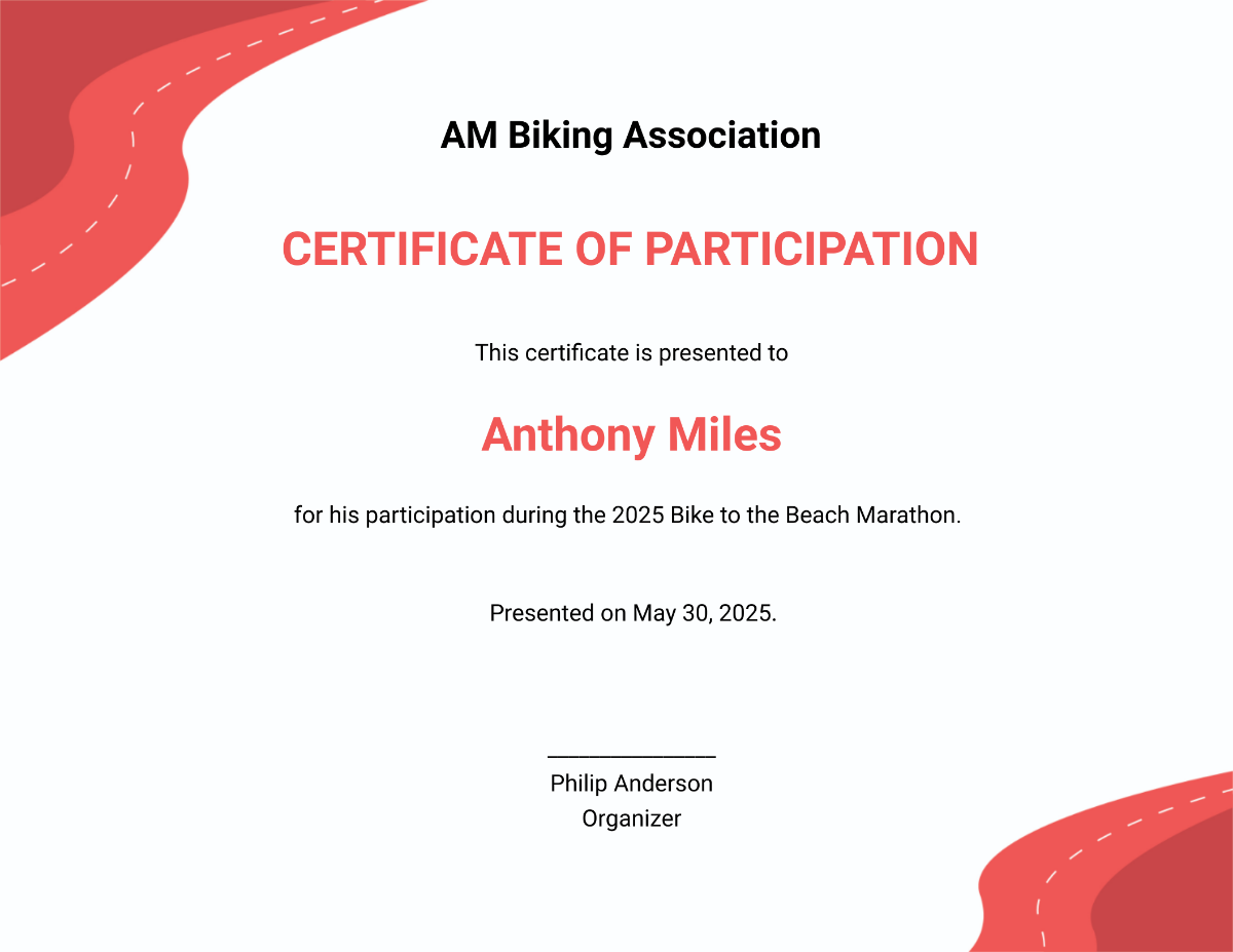 Bike Riding Certificate Template