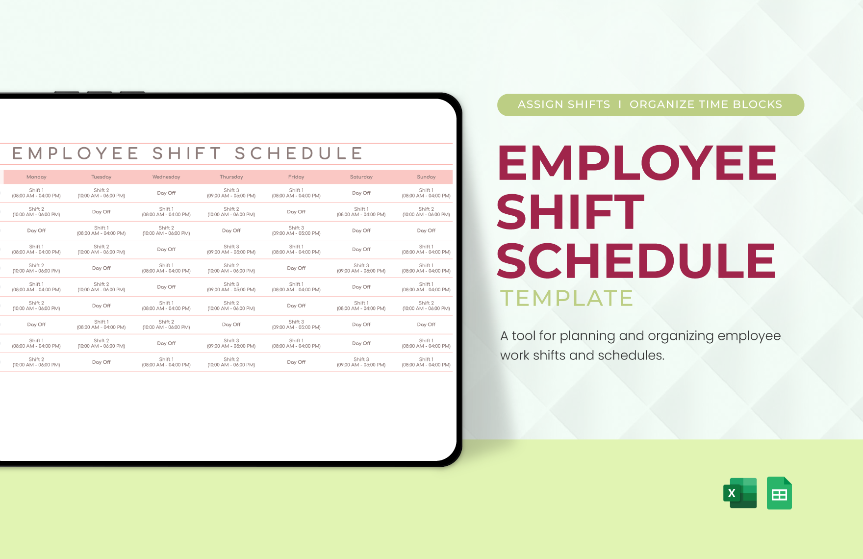 Employee Shift Schedule Template In Excel Google Sheets Download
