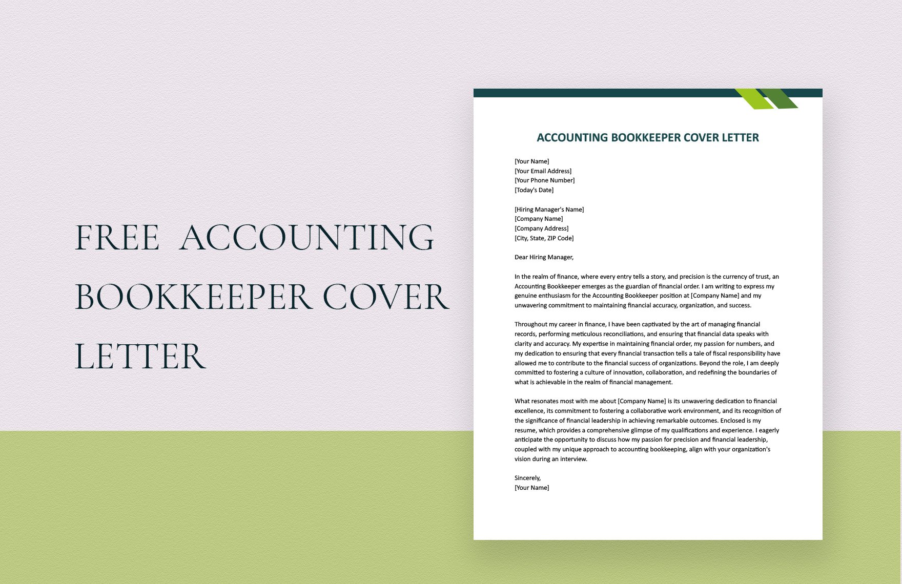 Accounting Bookkeeper Cover Letter
