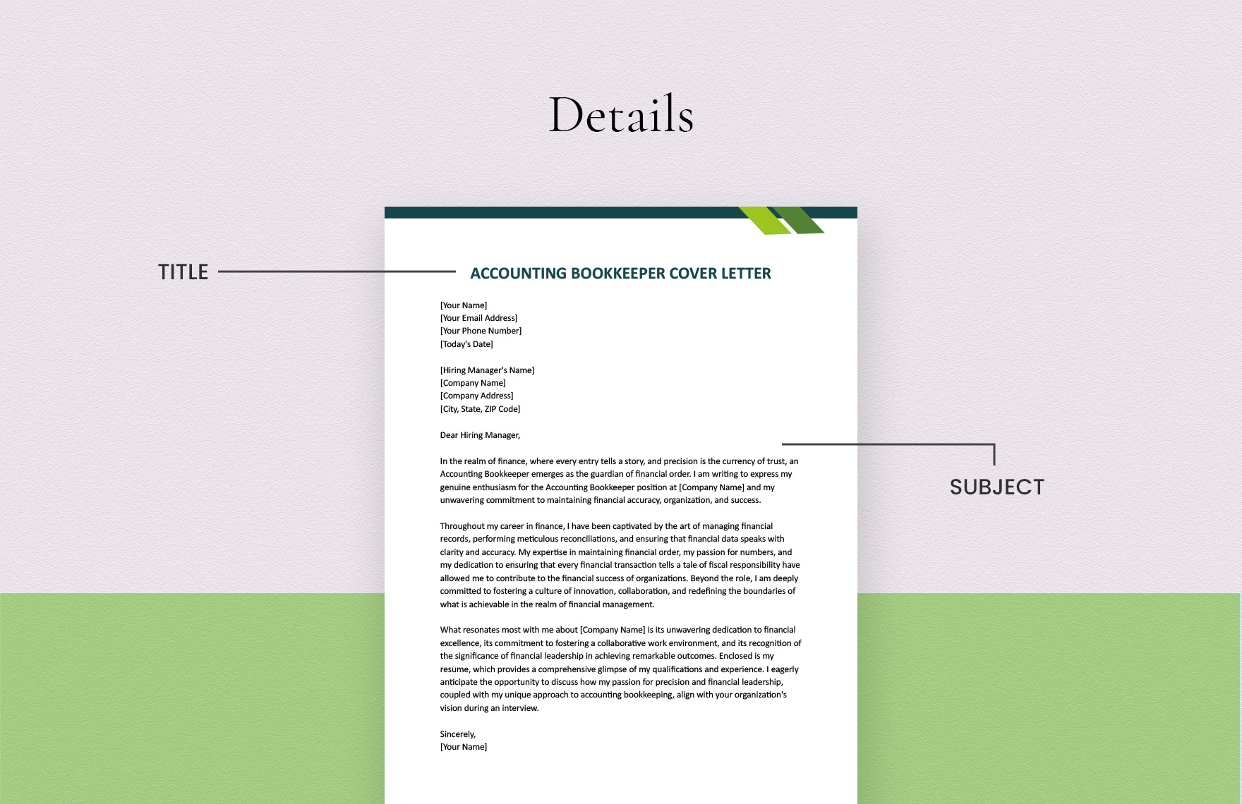 Accounting Bookkeeper Cover Letter