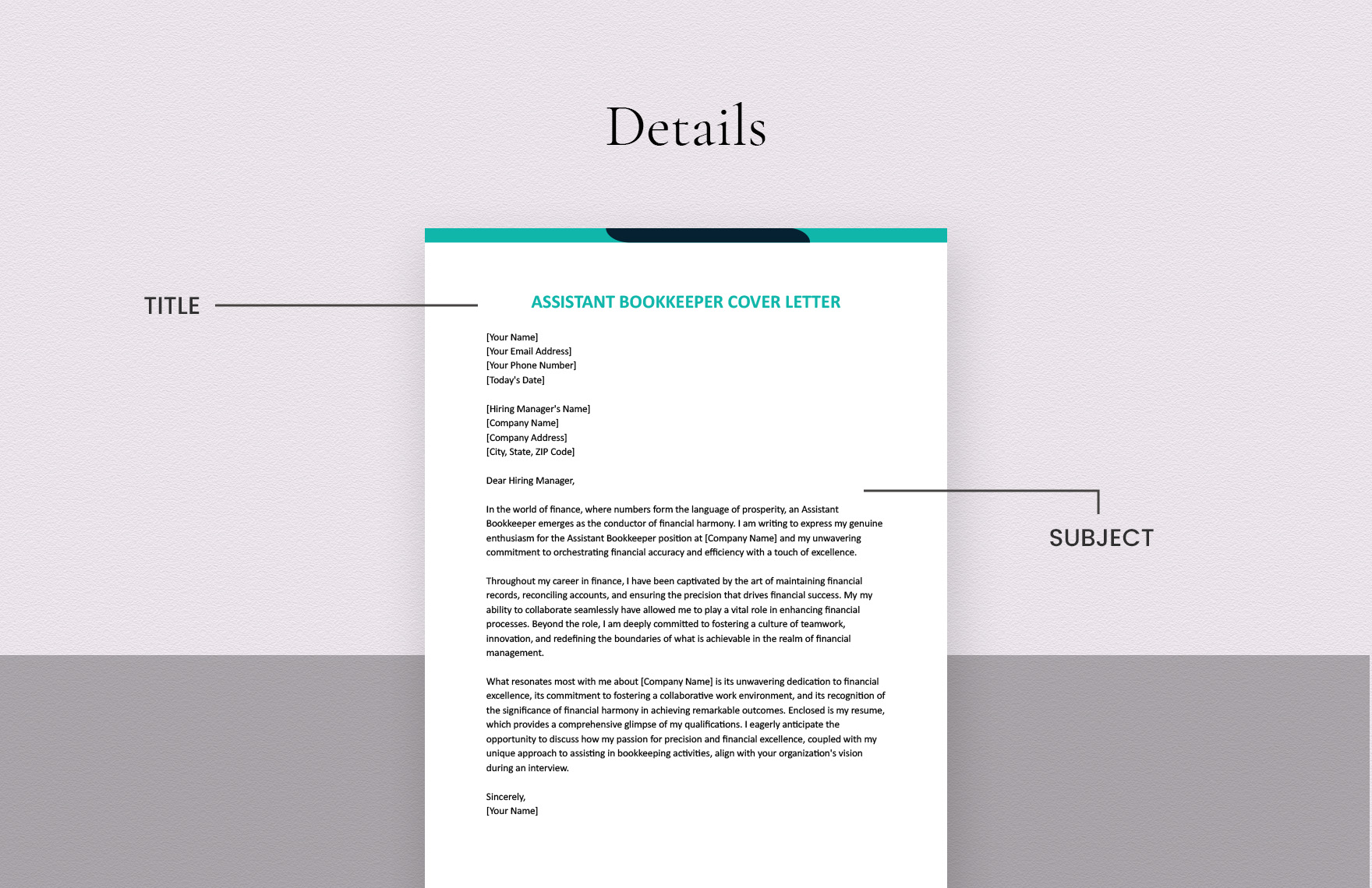 Assistant Bookkeeper Cover Letter