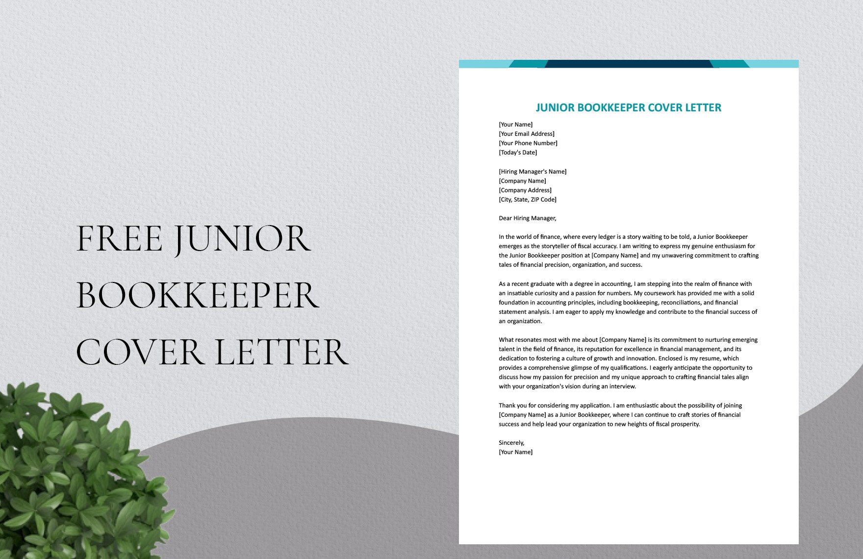 Junior Bookkeeper Cover Letter