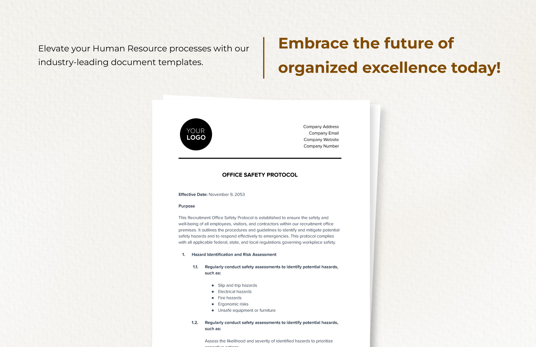 Office Safety Protocol HR Template